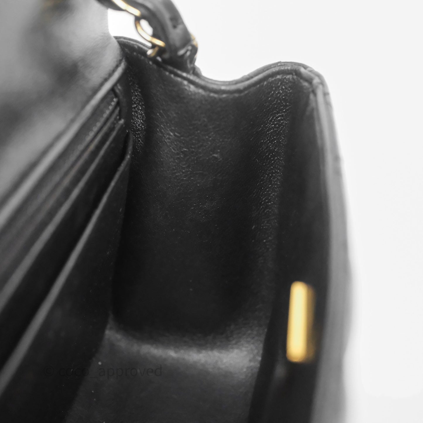 Chanel Mini Square Quilted Black Lambskin Gold Hardware