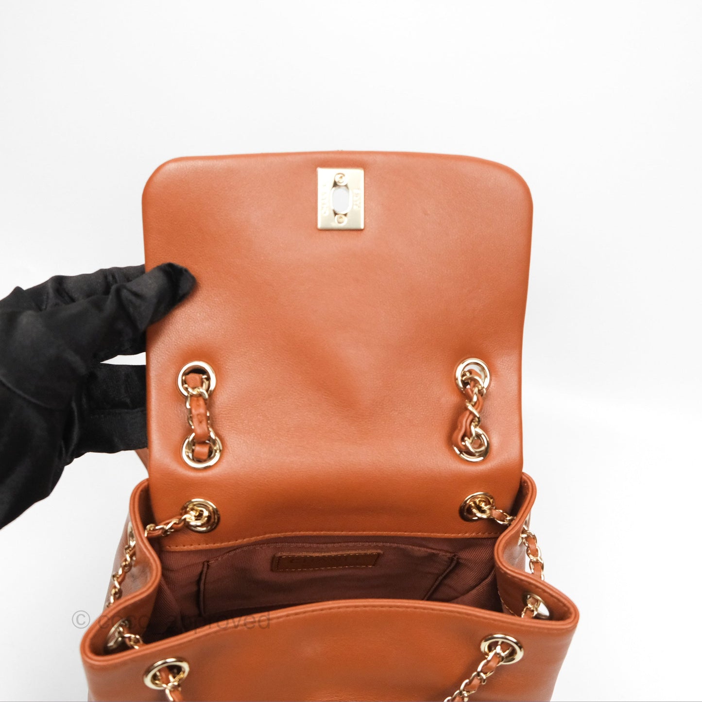 Chanel Medium Duma Backpack Tan Brown Calfskin Gold Hardware
