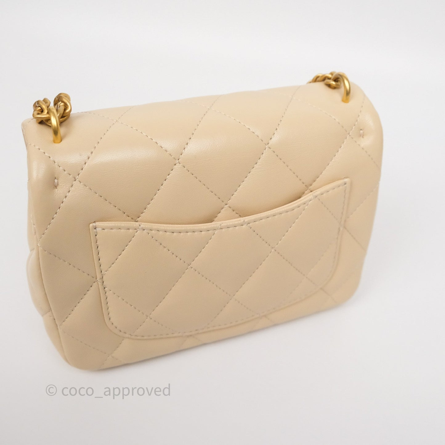 Chanel Sweetheart Mini Flap Beige Shiny Lambskin Aged Gold Hardware
