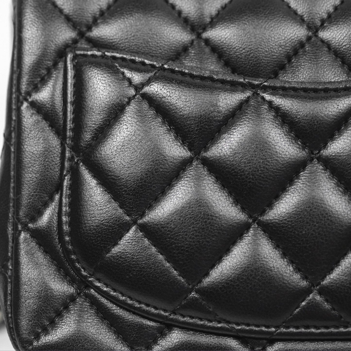 Chanel Mini Square Flap Quilted Black Lambskin Silver Hardware