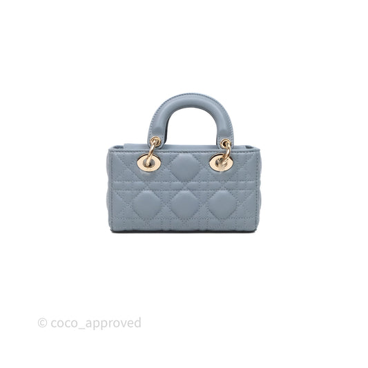 Christian Dior Micro Lady D-Joy Bag Blue Cannage Lambskin Light Gold Hardware