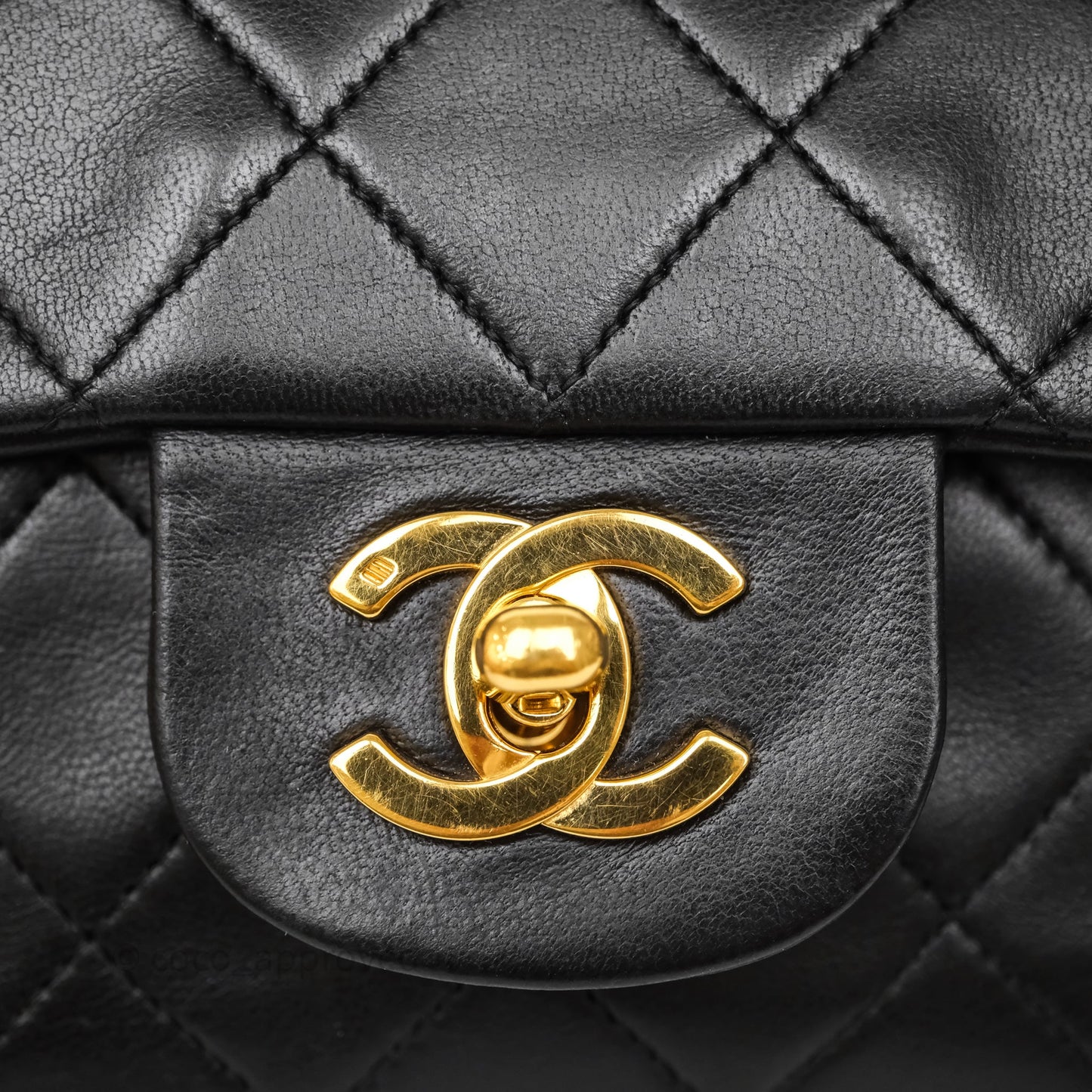 Chanel Vintage Medium Classic Flap Black Lambskin 24K Gold Hardware