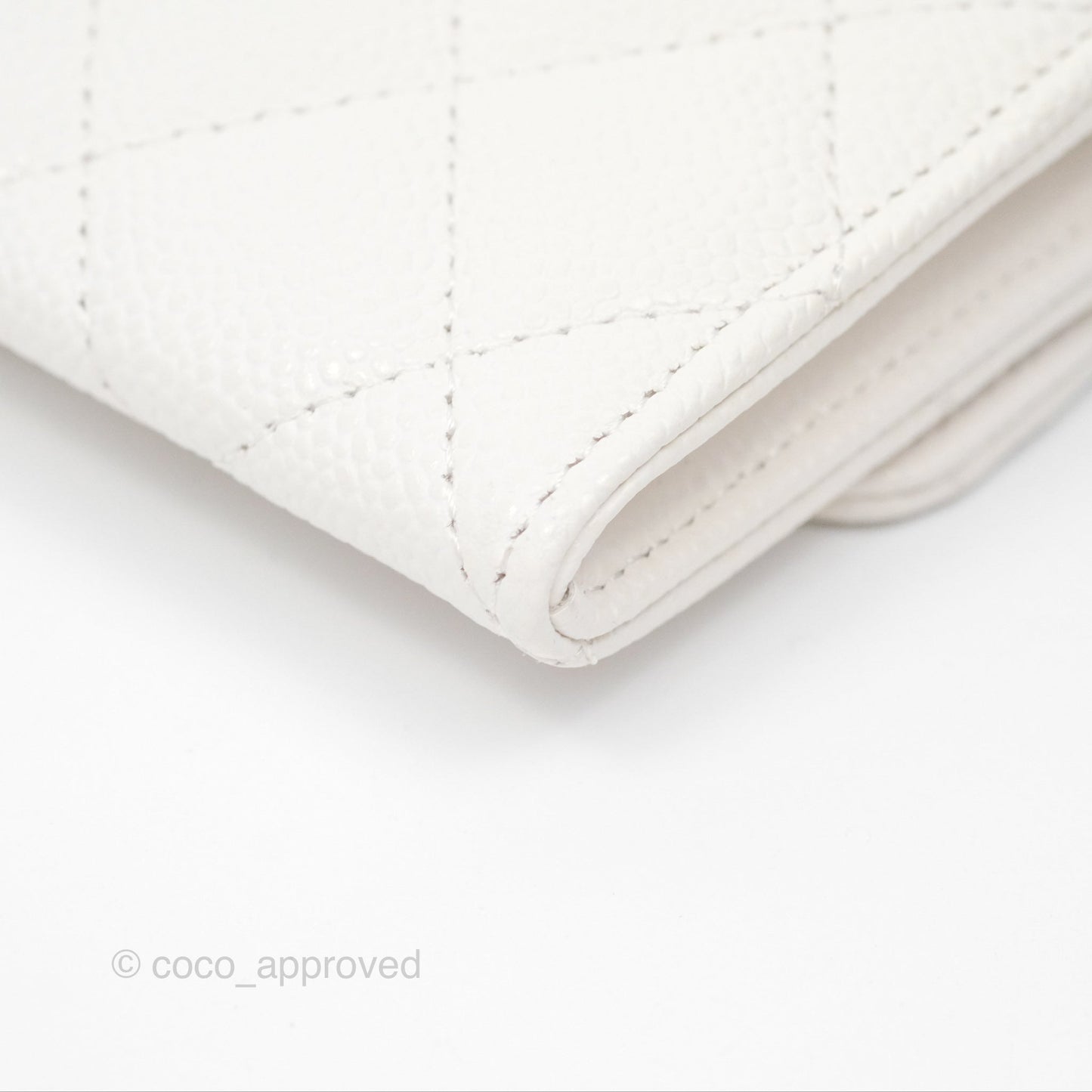 Chanel Quilted Flap Card Holder White Caviar Silver Hardware