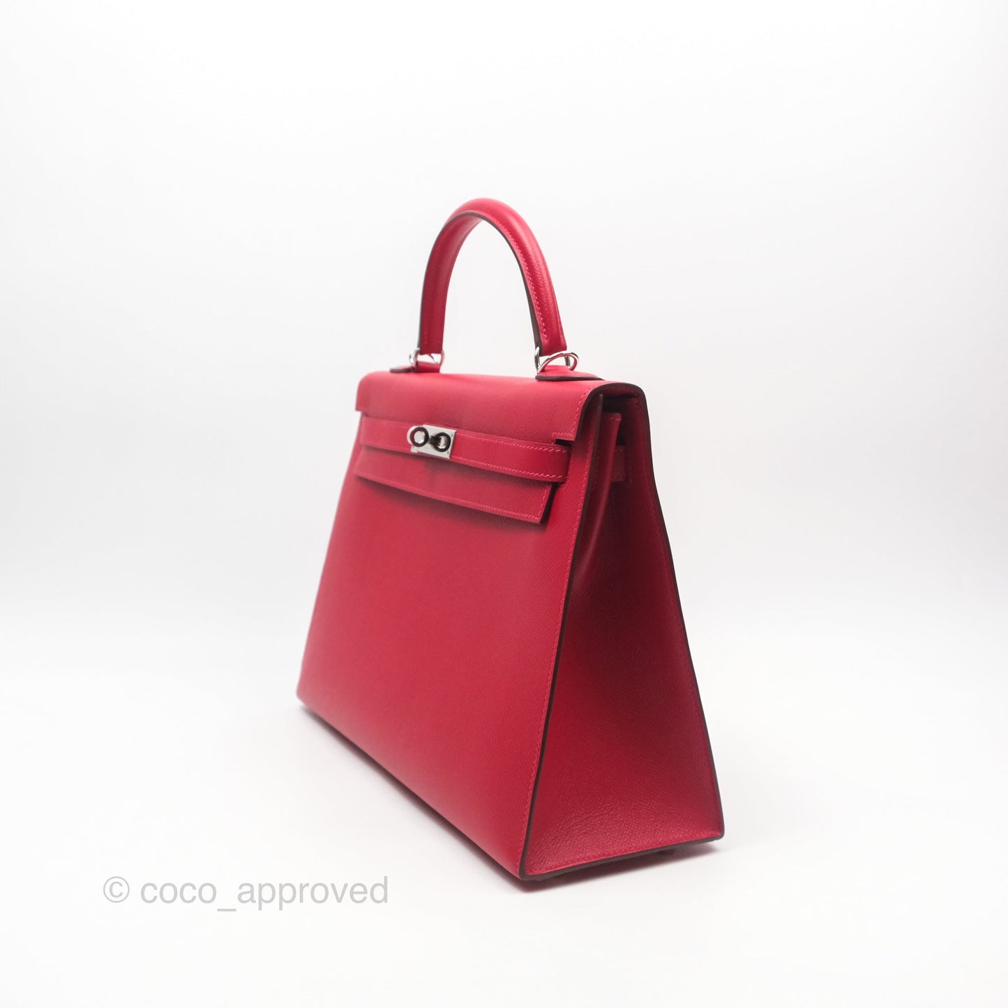 Hermès Kelly 32 Sellier Rouge Casaque Q5 Epsom Palladium Hardware