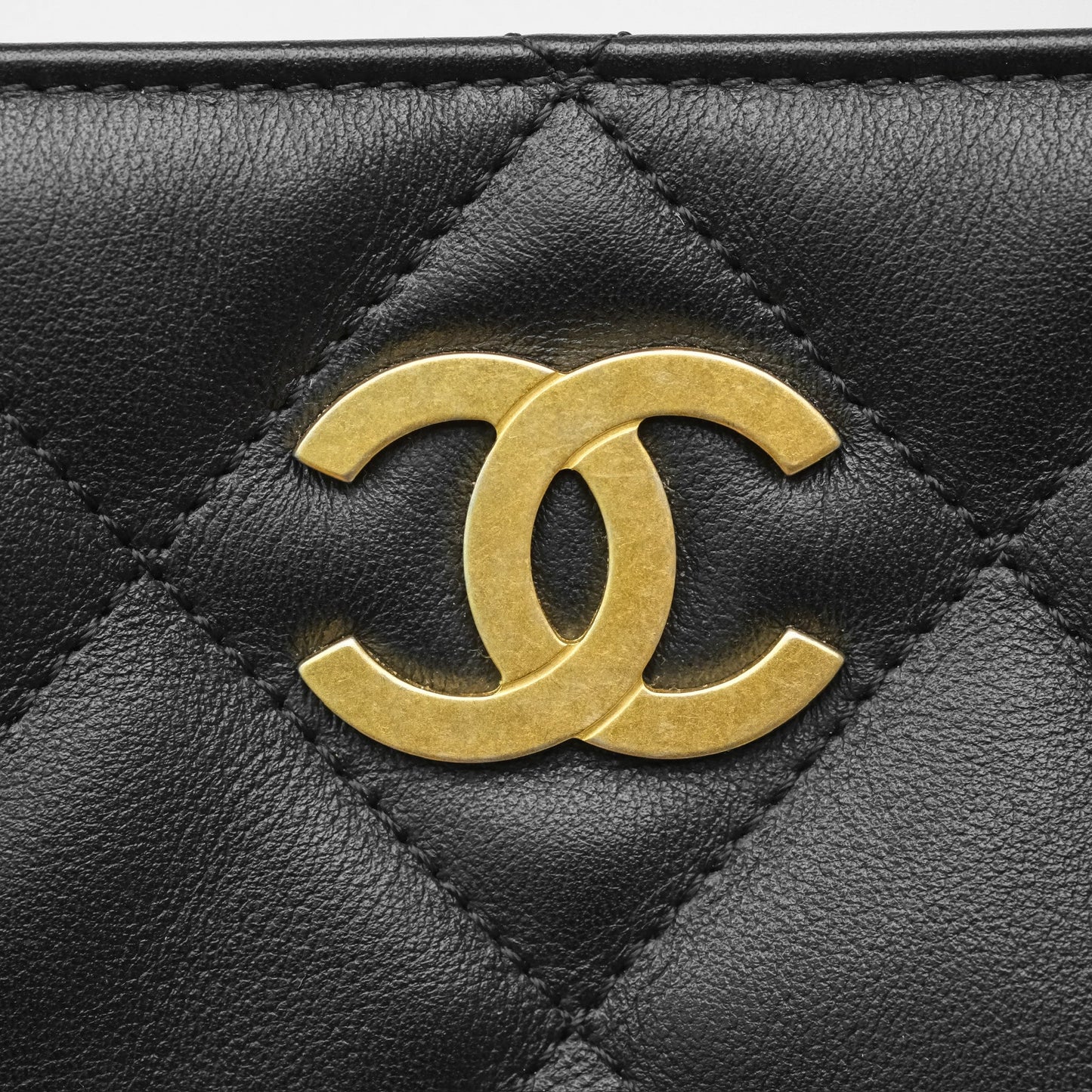 Chanel Stitched Large Shopping Bag Black Calfskin Aged Gold Hardware