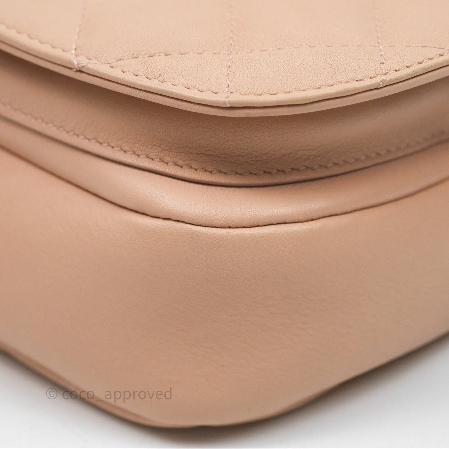 Chanel Messenger Bag Beige Pink Calfskin Aged Gold Hardware