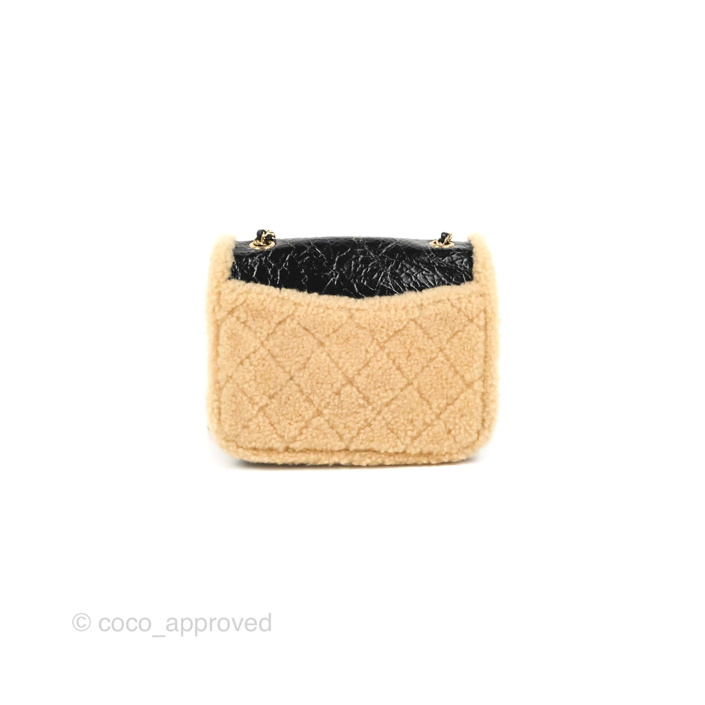 Chanel Mania CC Shearling Flap Bag Black Crumpled Glazed Sheepskin