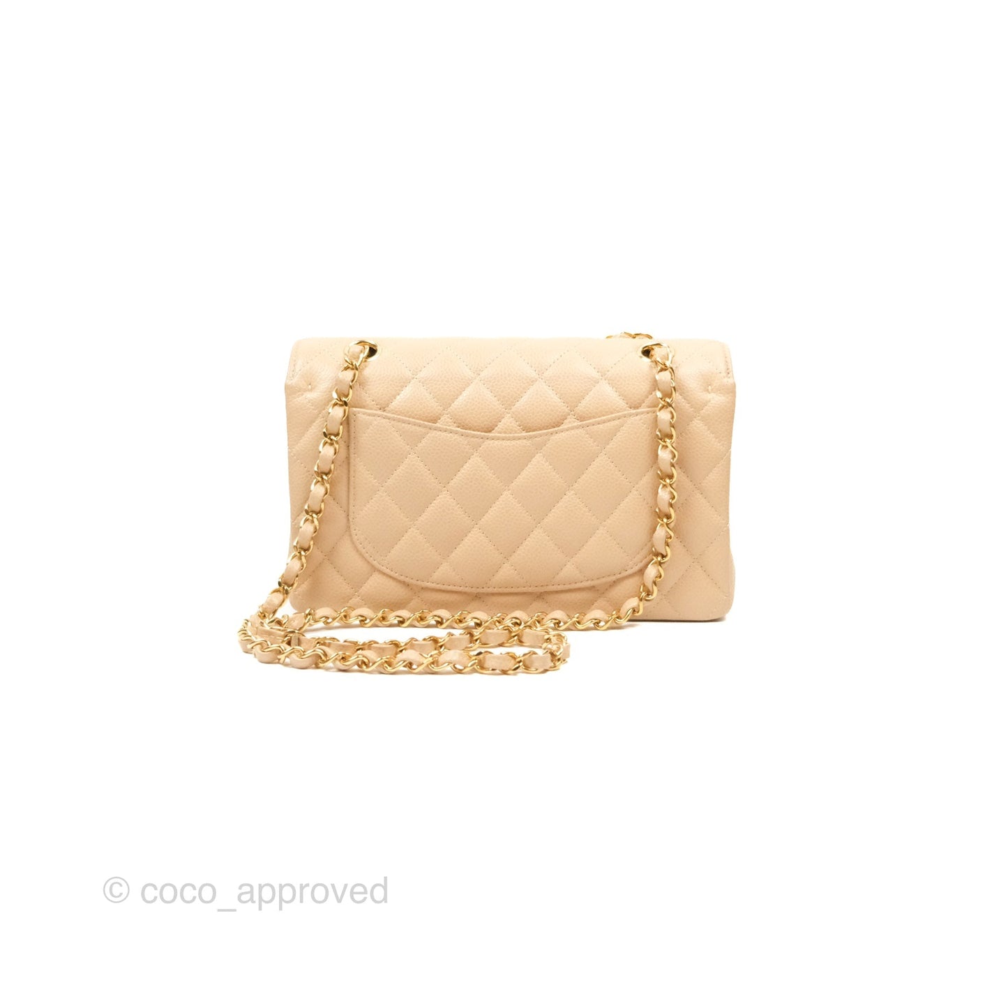 Chanel Small Quilted Classic Flap Beige Caviar Gold Hardware