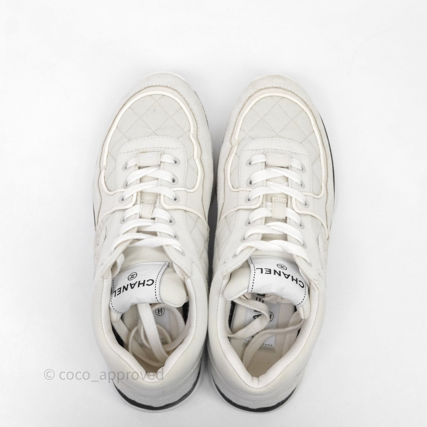 Chanel Logo Sneakers Light Grey Suede Calfskin Size 38.5
