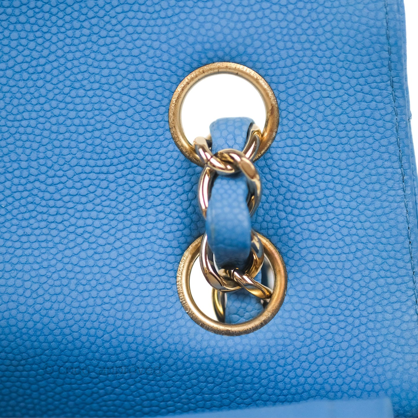 Chanel Small Classic Flap Chevron Blue Caviar Gold Hardware