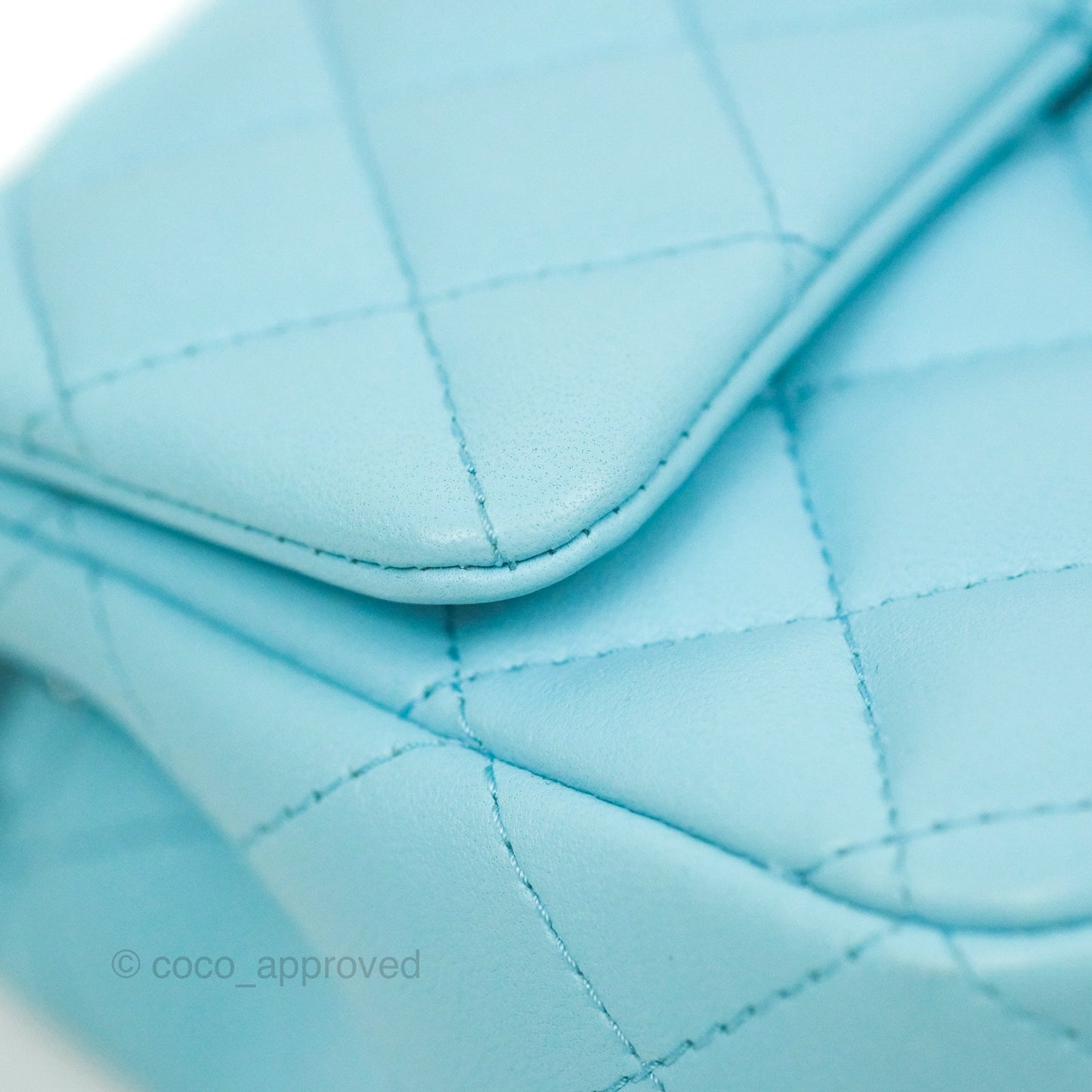 Chanel Quilted Mini Rectangular Flap Neon Blue Lambskin Silver Hardware 21S