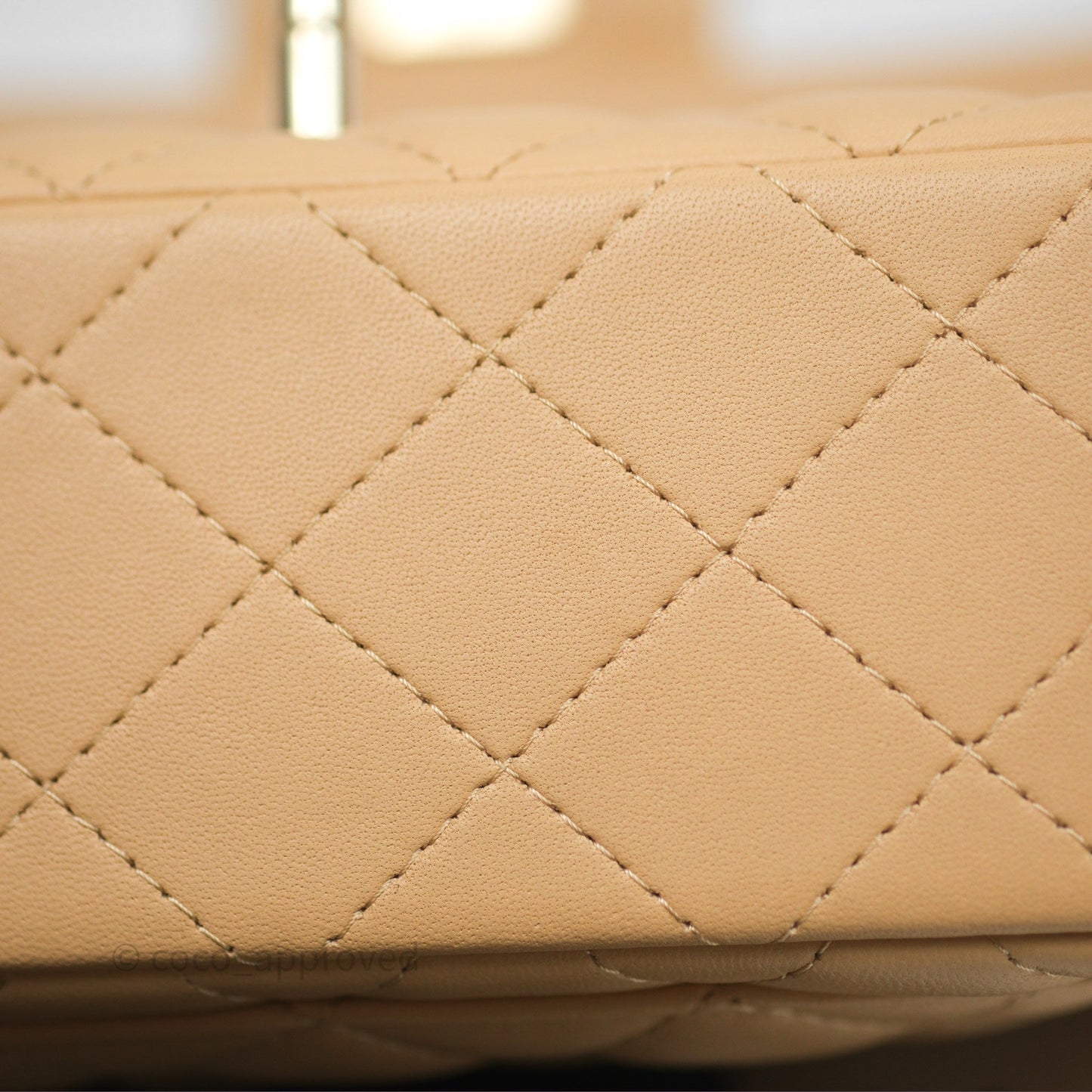 Chanel M/L Medium Classic Flap Quilted Beige Caviar Gold Hardware