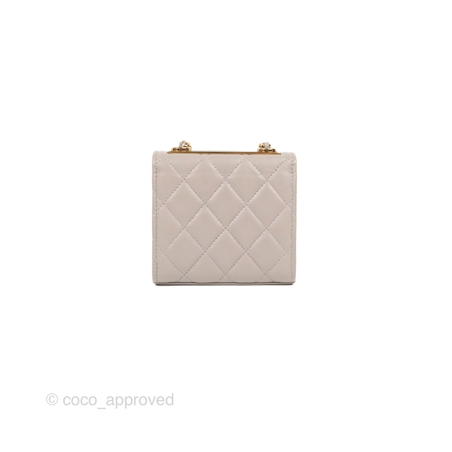 Chanel Mini Quilted Trendy CC Clutch With Chain Light Grey Lambskin Gold Hardware