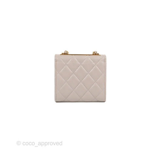 Chanel Mini Quilted Trendy CC Clutch With Chain Light Grey Lambskin Gold Hardware