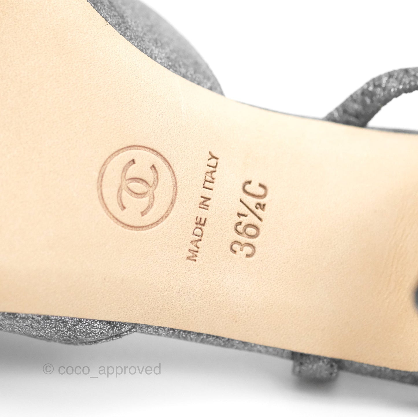 Chanel Classic Slingback Pumps Metallic Lambskin Silver Black
