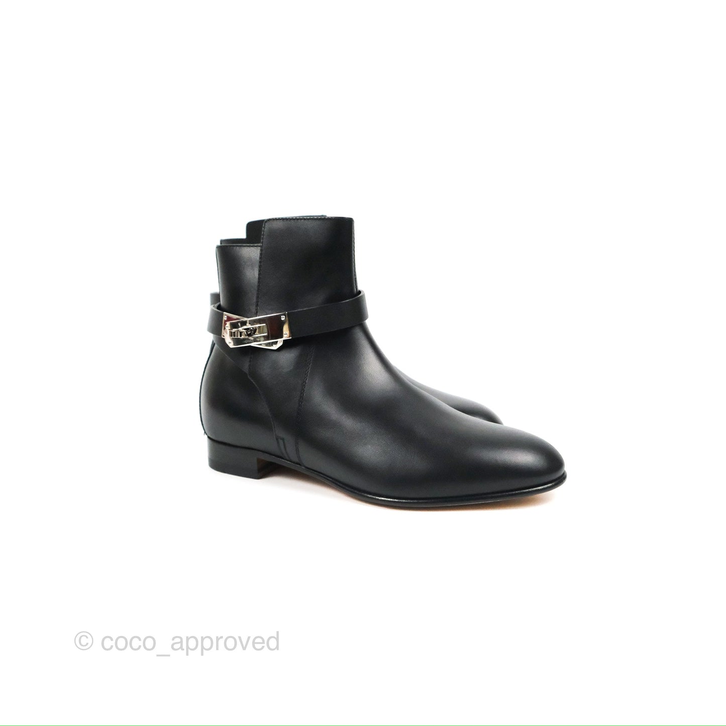 Hermès Neo Ankle Boots Black Calfskin Palladium Hardware Size 36
