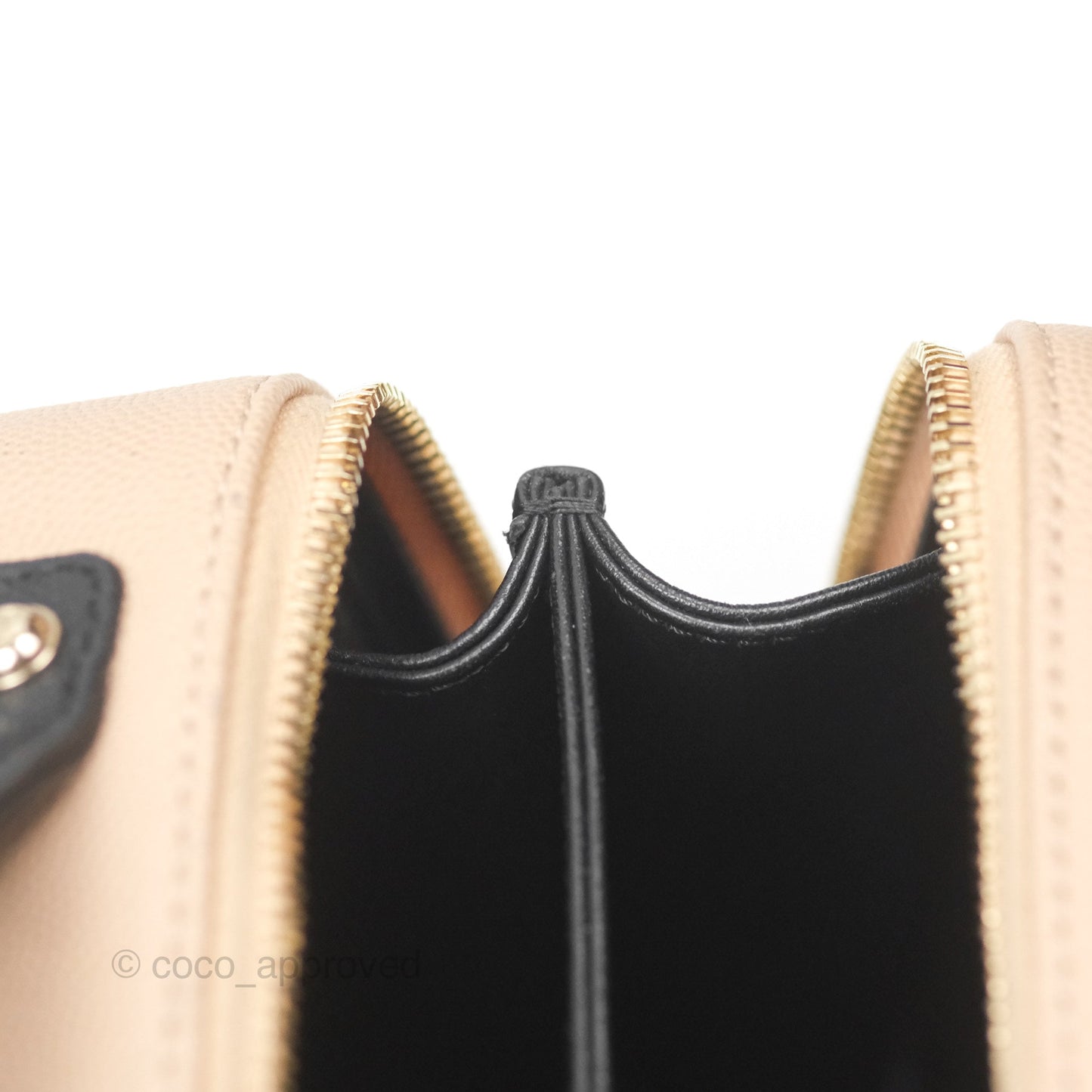 Chanel Quilted New Small CC Filigree Vanity Case Beige Caviar Gold Hardware