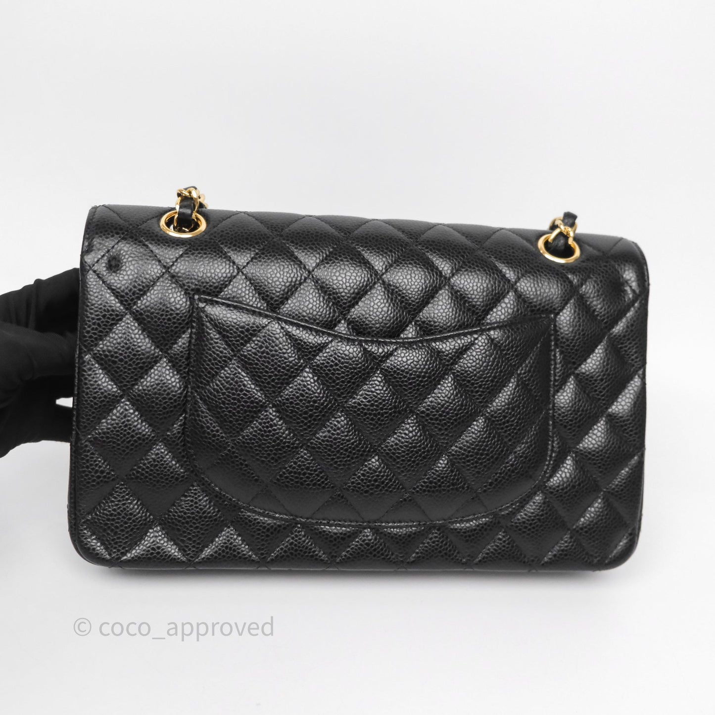 Chanel Classic M/L Medium Flap Quilted Black Caviar Gold Hardware