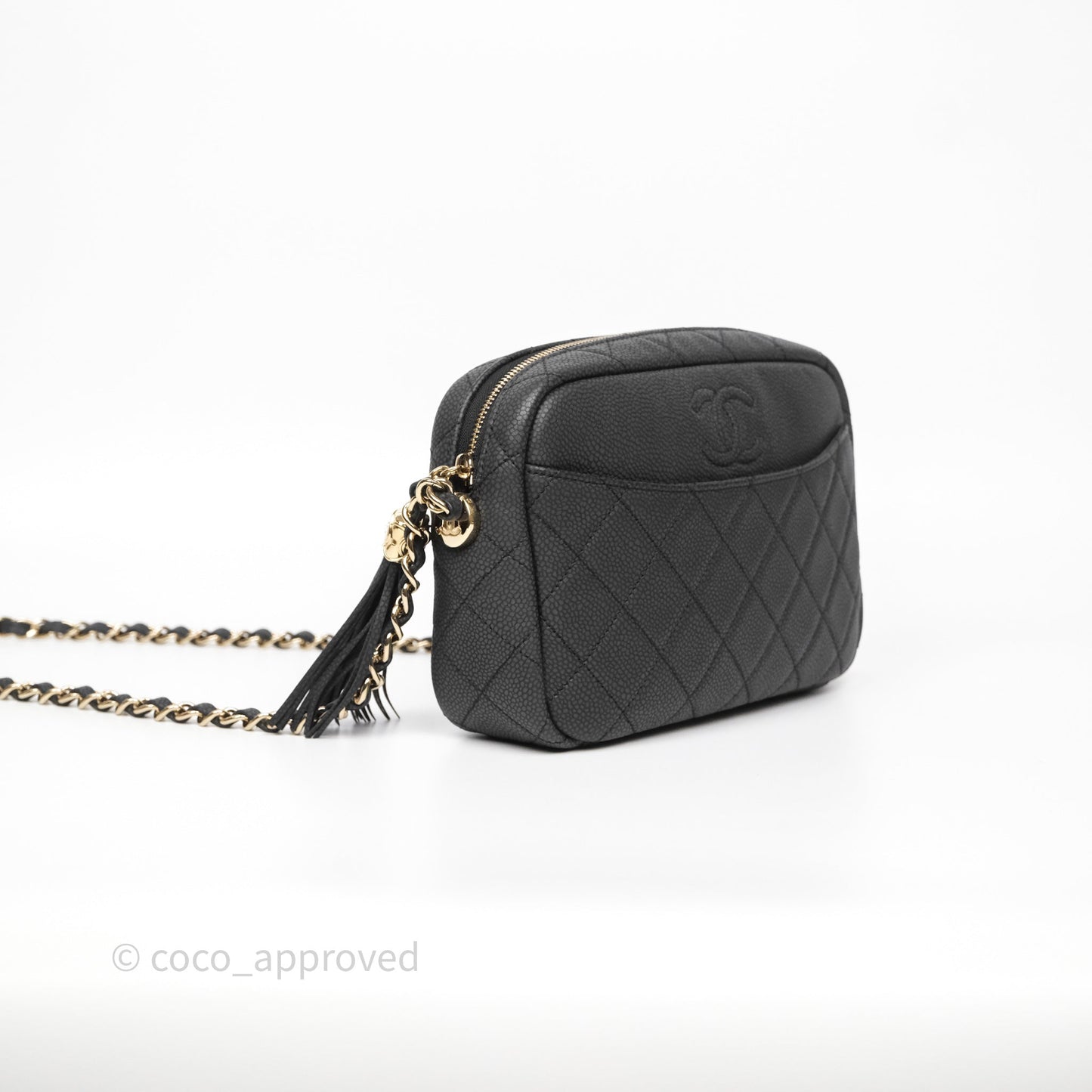 Chanel Camera Bag Black Matte Caviar Gold Hardware