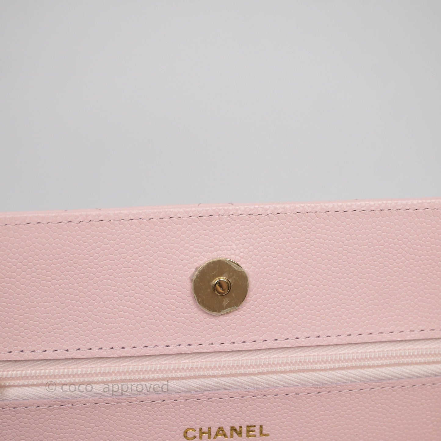 Chanel Classic Quilted Wallet on Chain WOC Light Pink Caviar Gold Hardware