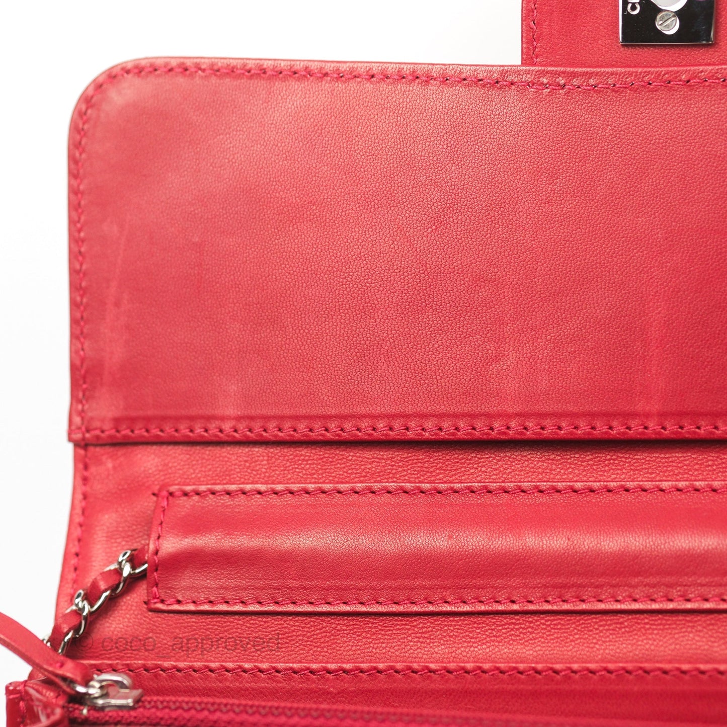 Chanel Brilliant East West Flap Clutch with Chain Red Patent Silver Hardware