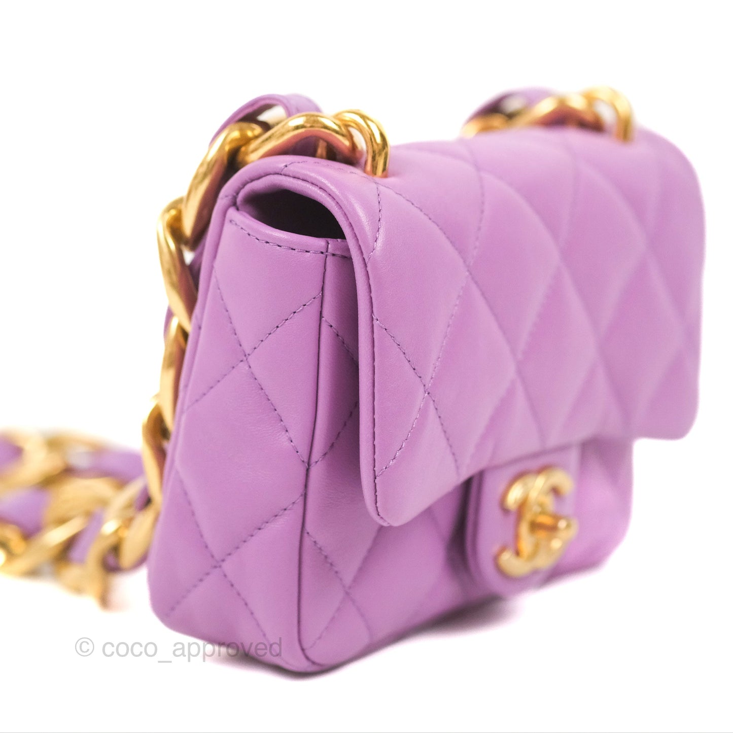 Chanel Quilted Mini CC Funky Town Flap Purple Lambskin Gold Hardware