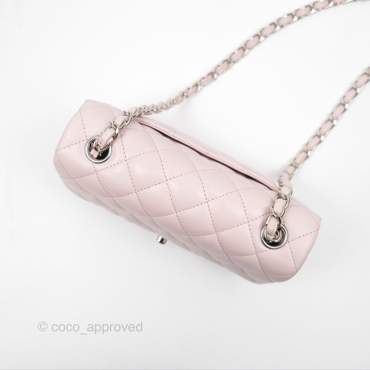 Chanel Quilted Mini Rectangular Light Pink Lambskin Silver Hardware