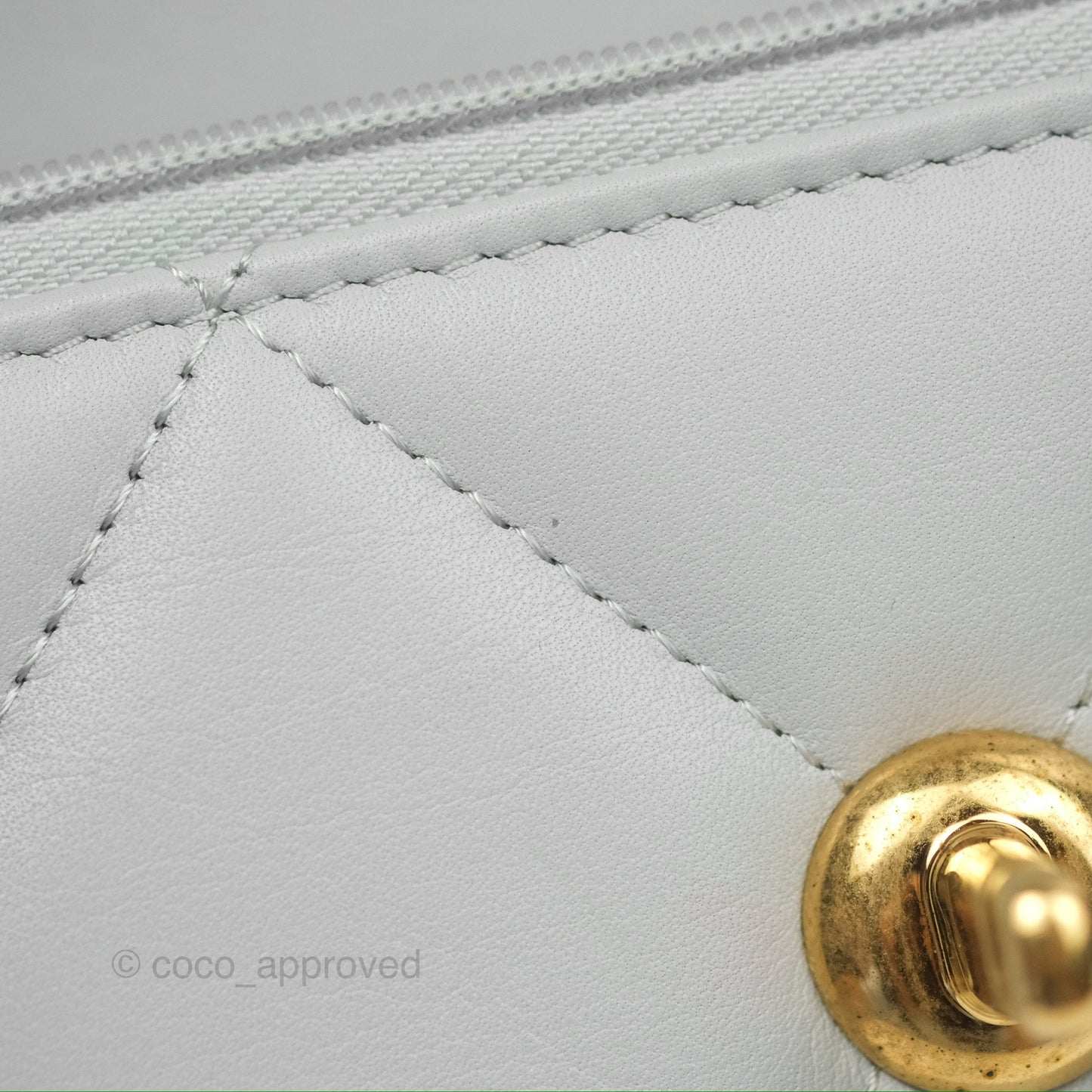 Chanel Crystal CC Mini Cutch with Chain Grey Lambskin Gold Hardware