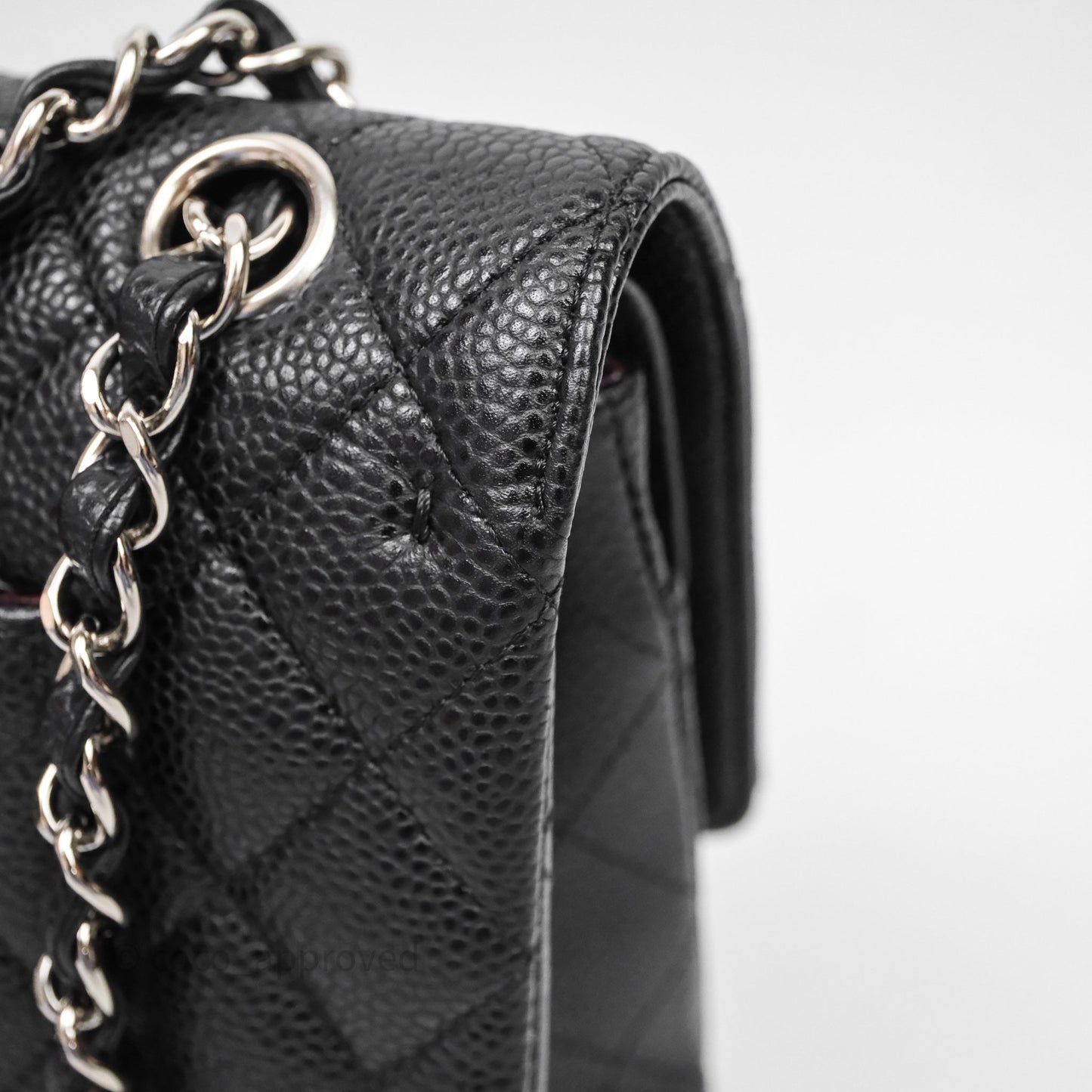 Chanel Classic M/L Medium Flap Quilted Black Caviar Silver Hardware