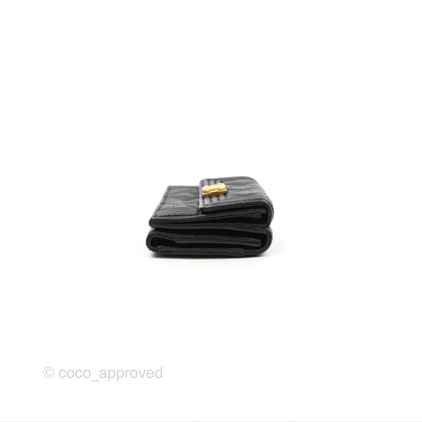 Chanel Quilted Small Boy Flap Wallet Black Caviar Gold Hardware