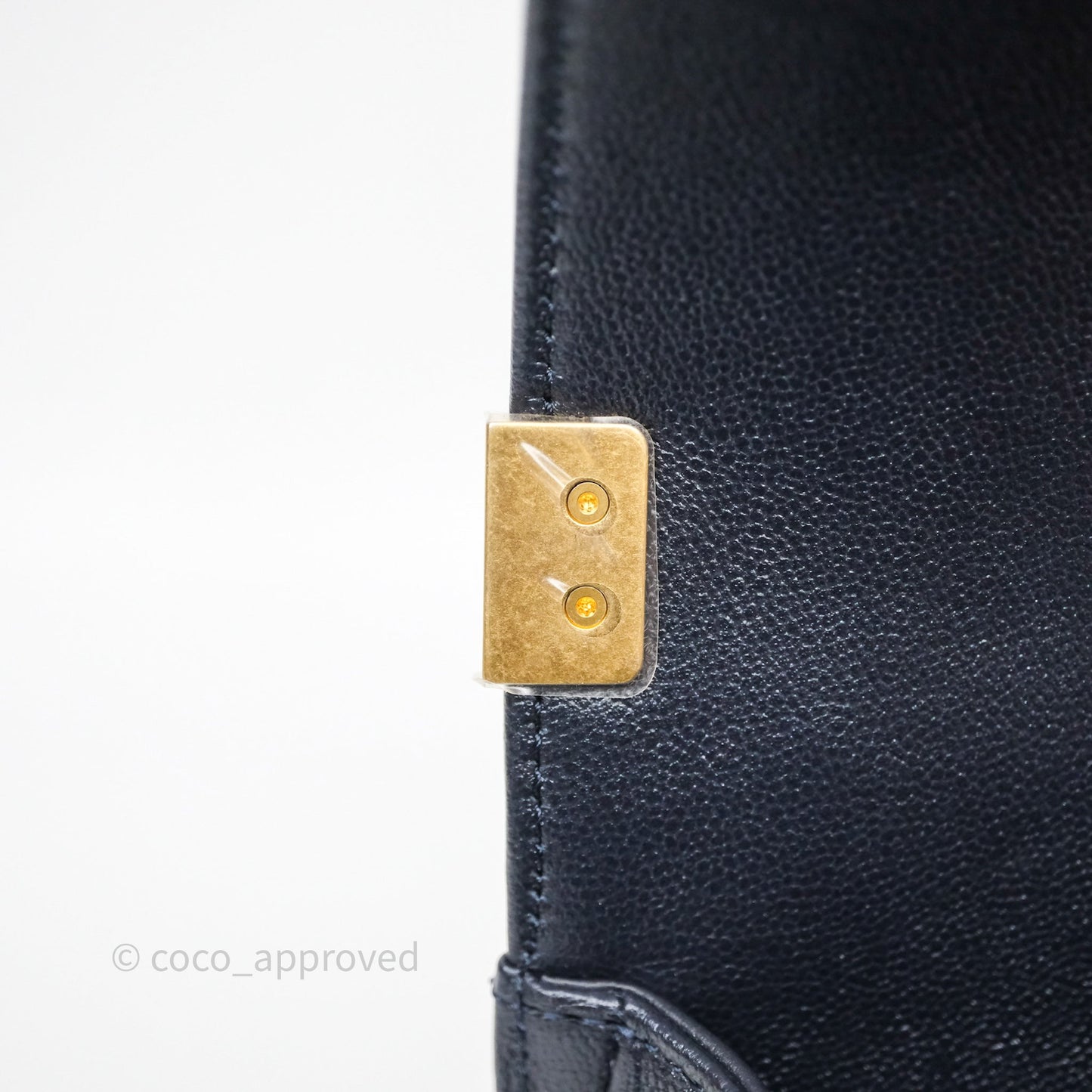Chanel Quilted Medium Boy Dark Navy Caviar Aged Gold Hardware