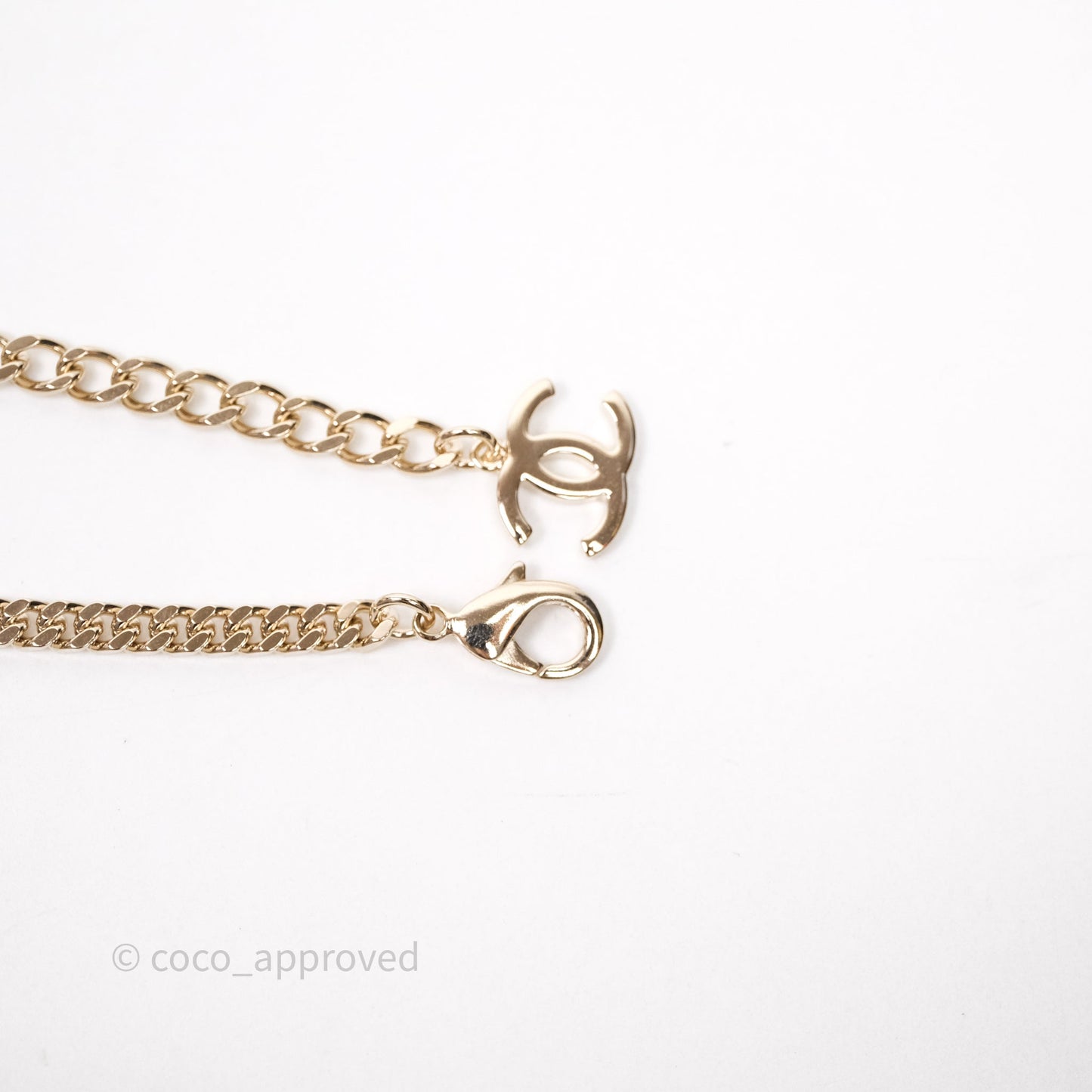 Chanel Silver CC Crystal Chain Choker Gold Tone 24V