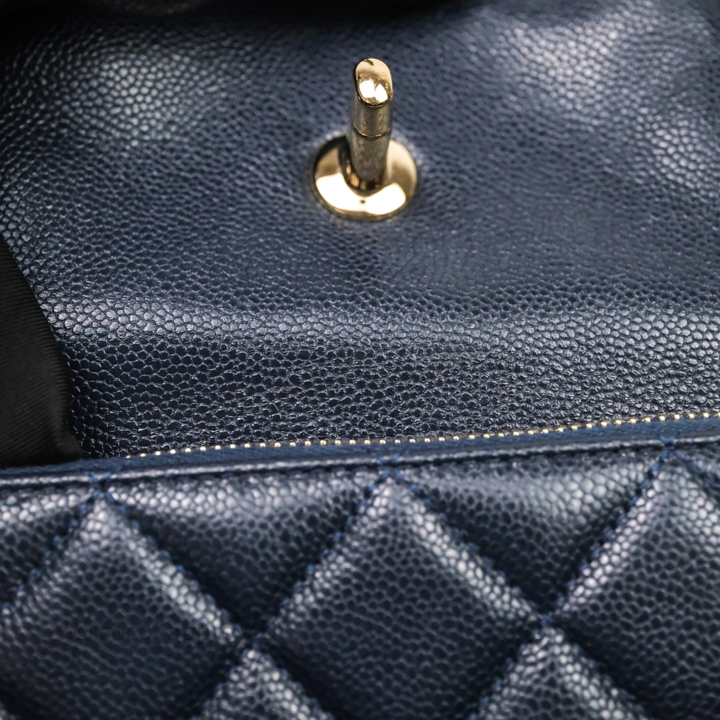 Chanel Quilted Business Affinity Backpack Navy Caviar Light Gold Hardware