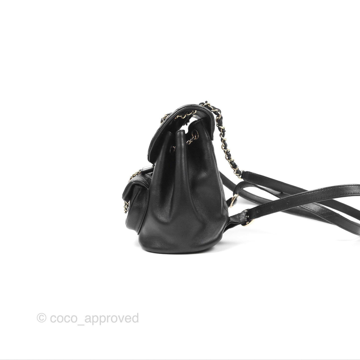 Chanel Quilted Small Duma Drawstring Backpack Black Calfskin Gold Hardware