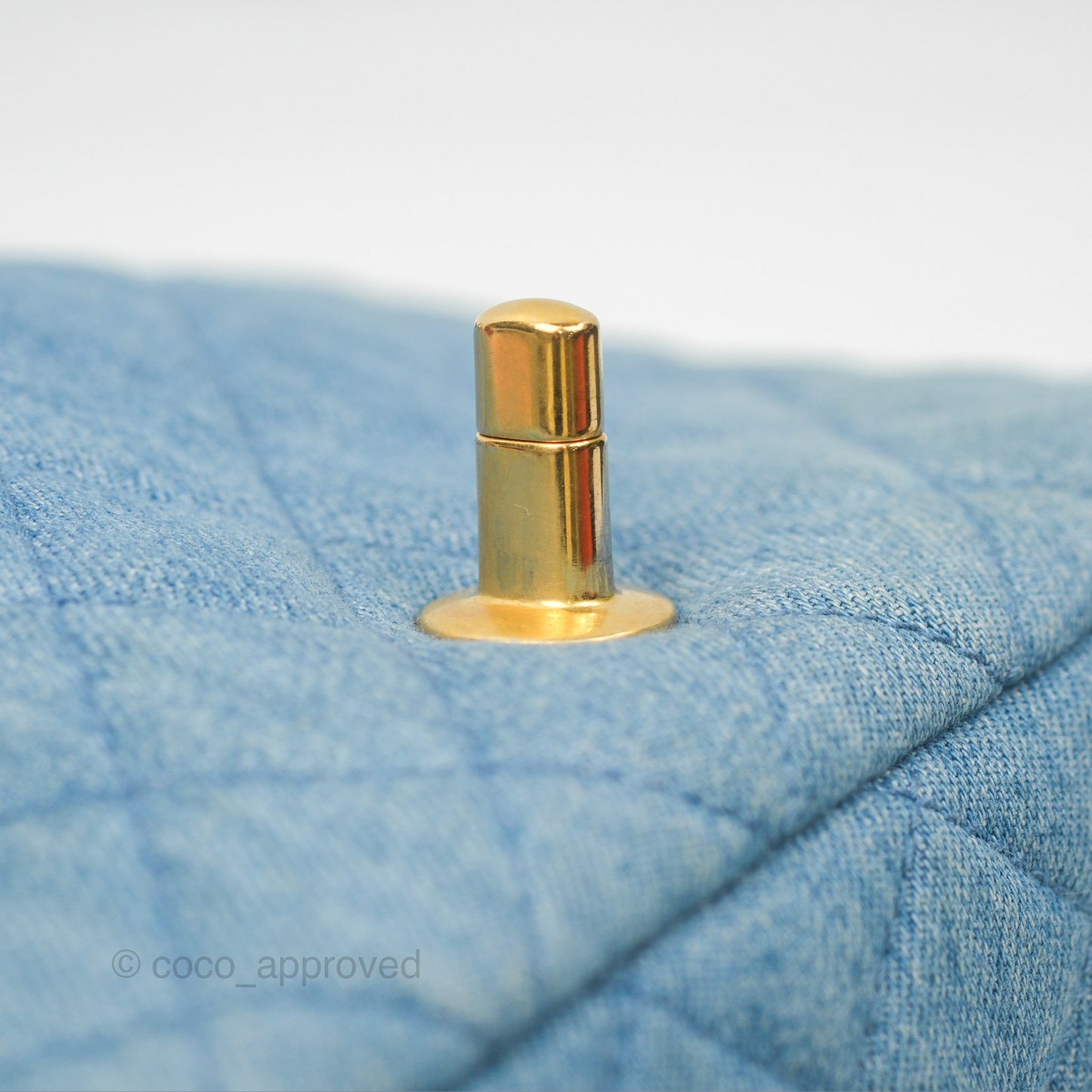 Chanel Mini Square Pearl Crush Quilted Denim Aged Gold Hardware