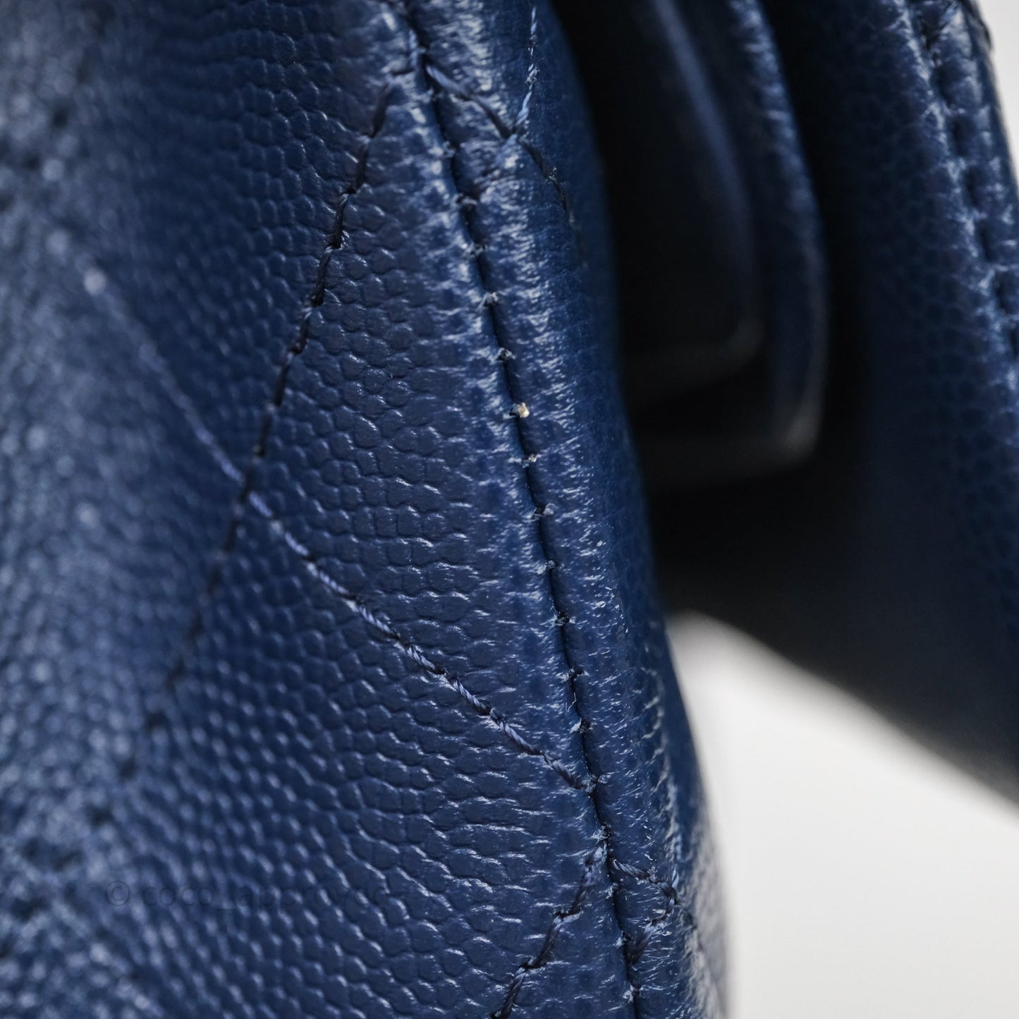 Chanel Medium Classic Flap Quilted Dark Blue Caviar Gold Hardware