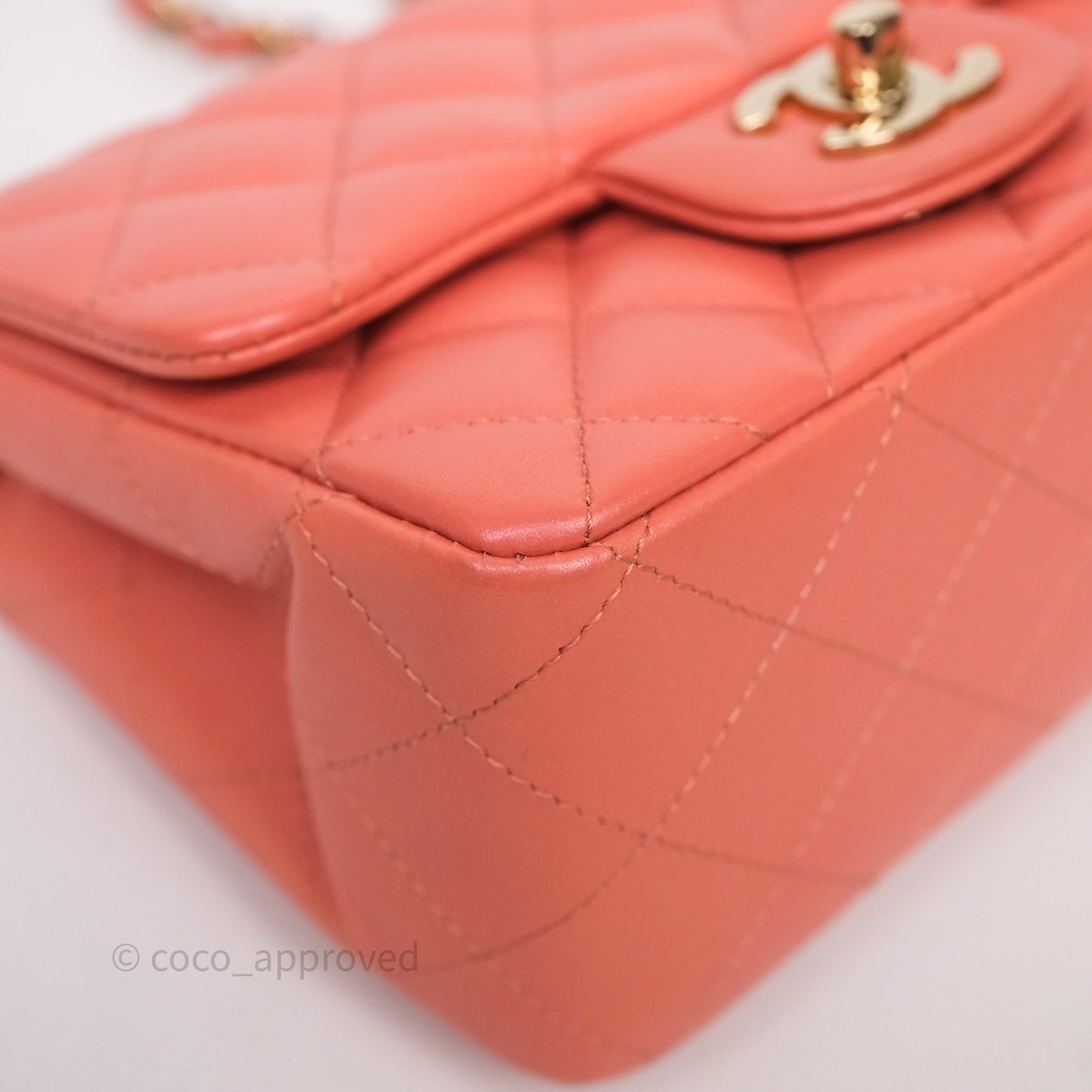 Chanel Mini Square Flap Quilted Pink Lambskin Gold Hardware