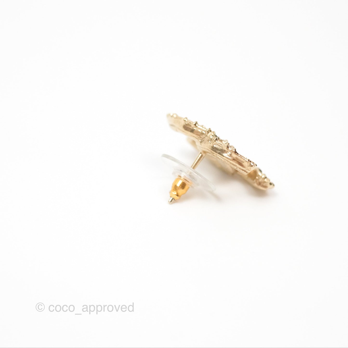 Chanel Pearl CC Earrings Gold Tone 20C