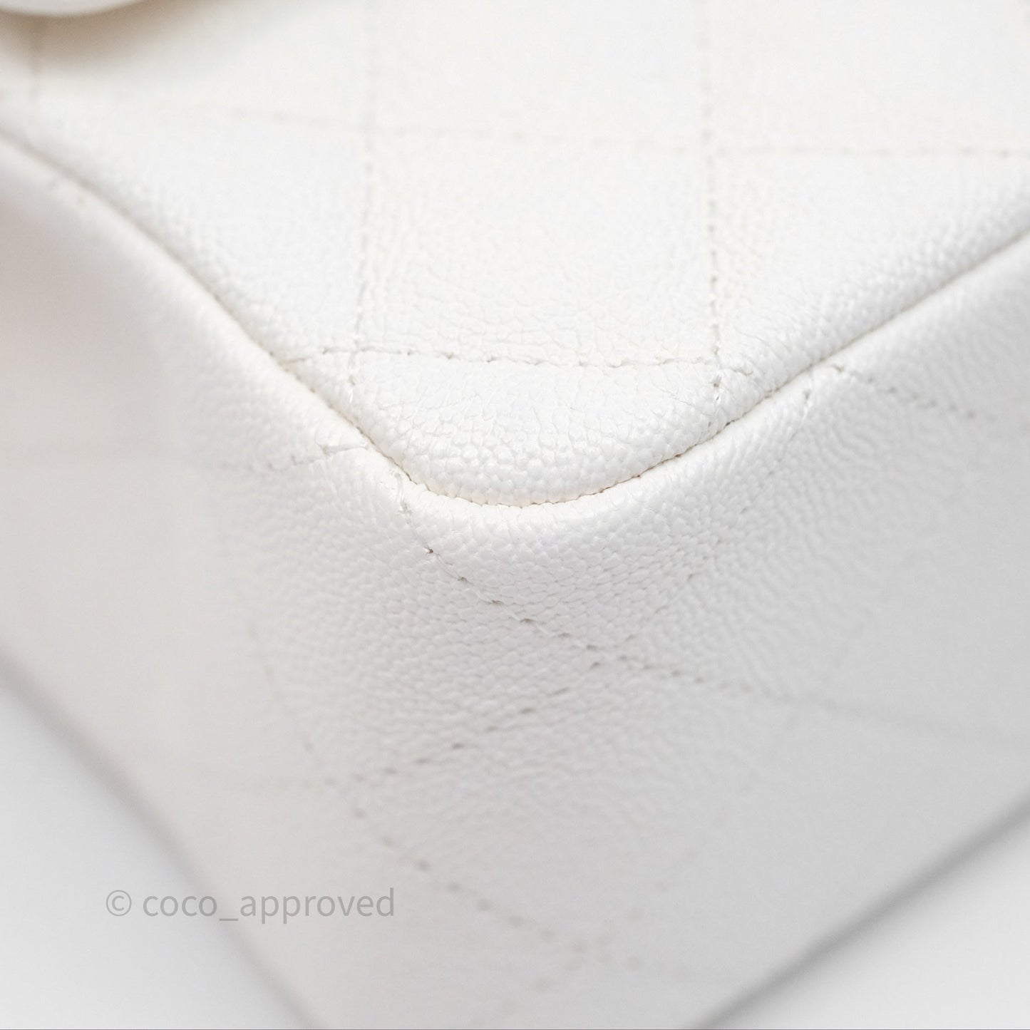 Chanel Top Handle Mini Rectangular Flap Bag Ivory White Caviar Aged Gold Hardware