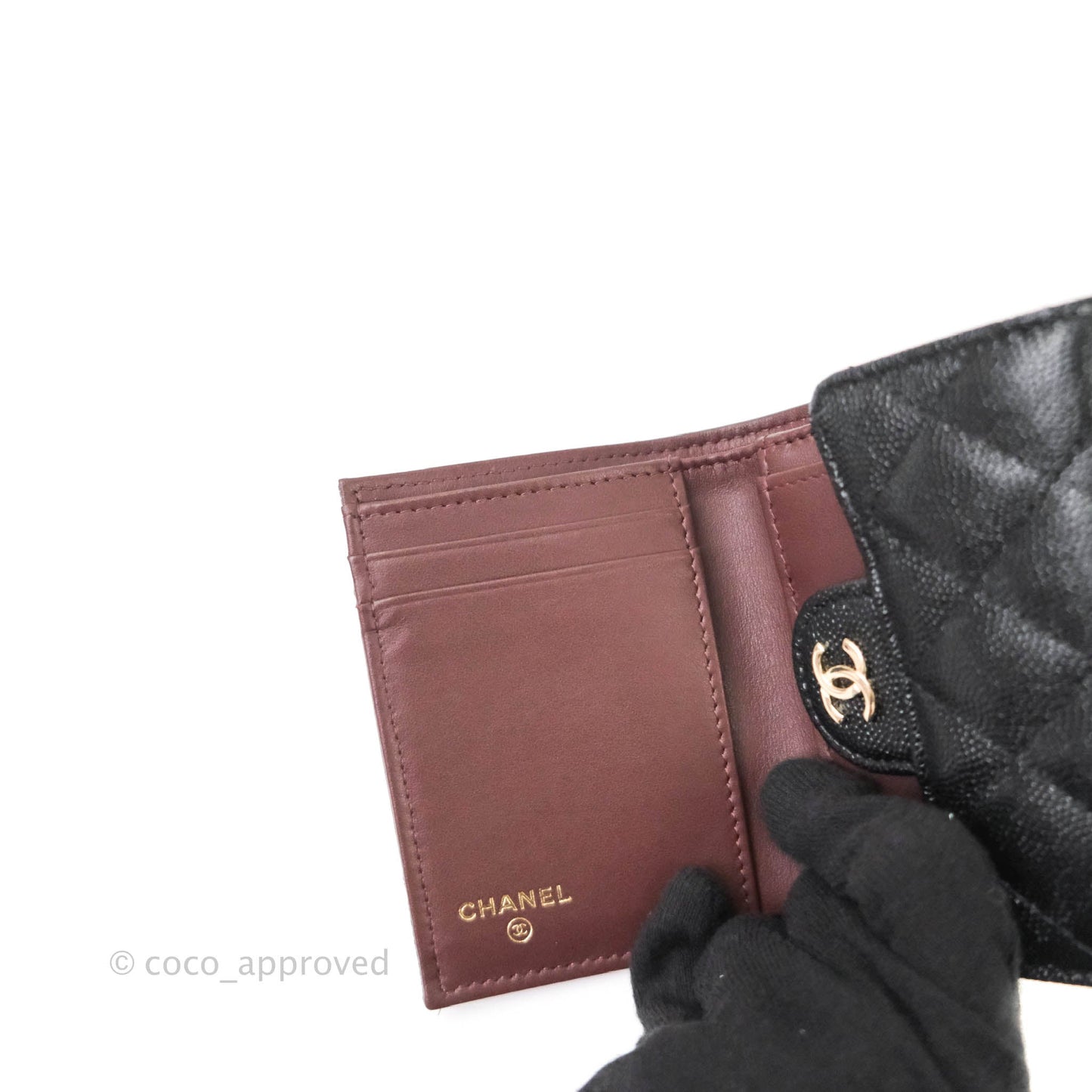 Chanel Classic Flap Small Wallet Black Caviar Gold Hardware⁣