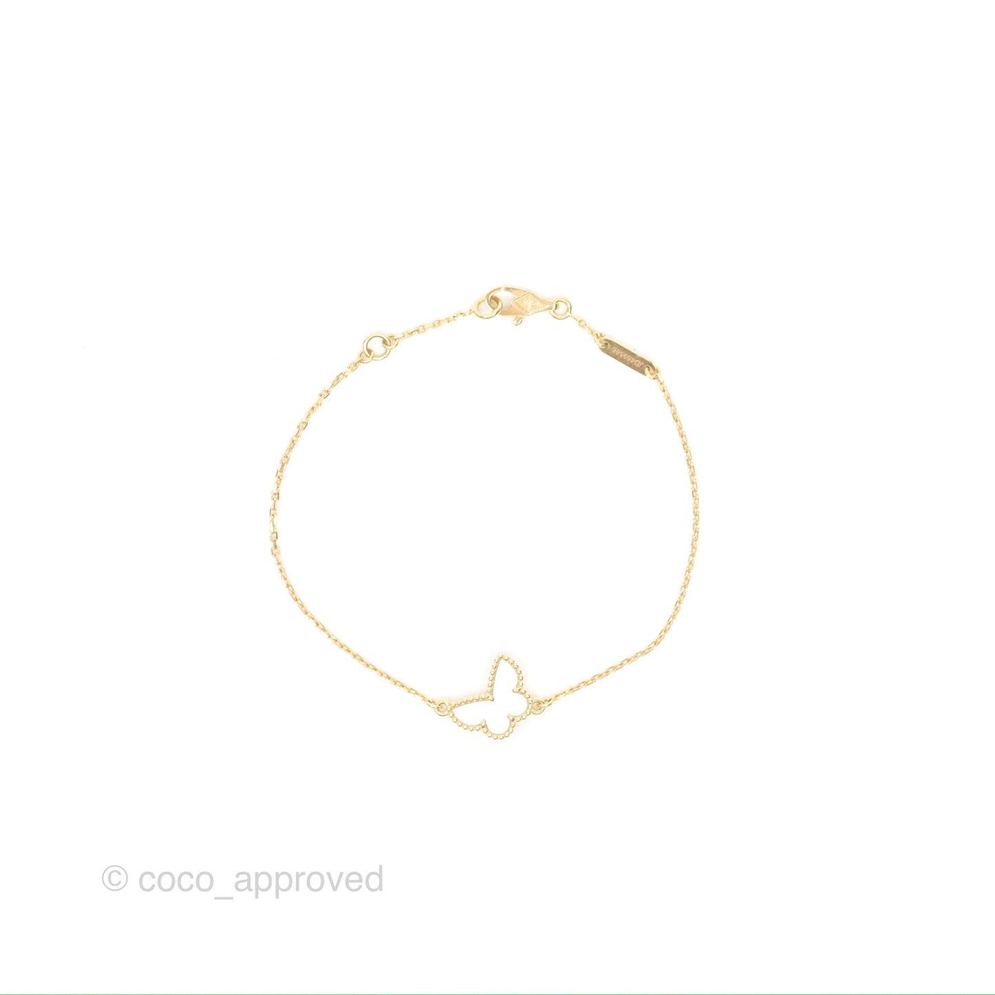 Van Cleef & Arpels 18K Yellow Gold Mother of Pearl Sweet Alhambra Butterfly Bracelet