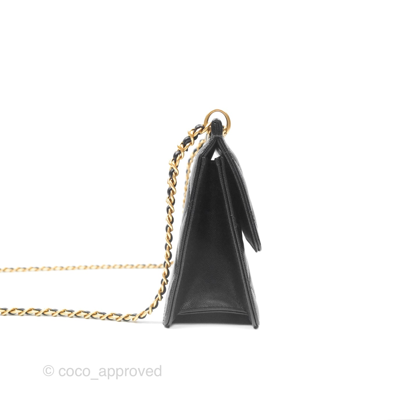Chanel Chain Flap Bag Black Caviar Aged Gold Hardware 23A