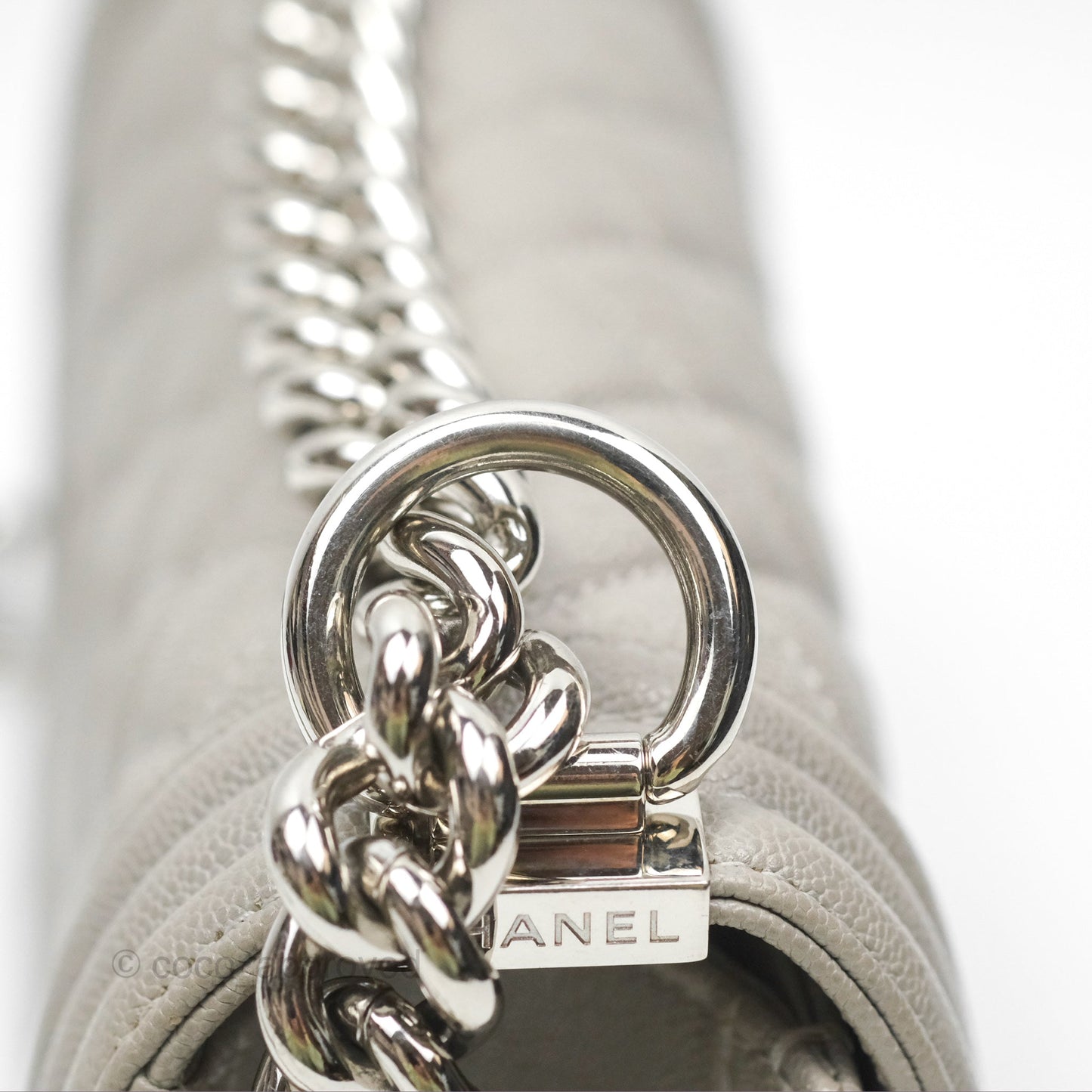 Chanel Small Boy Grey Caviar Silver Hardware