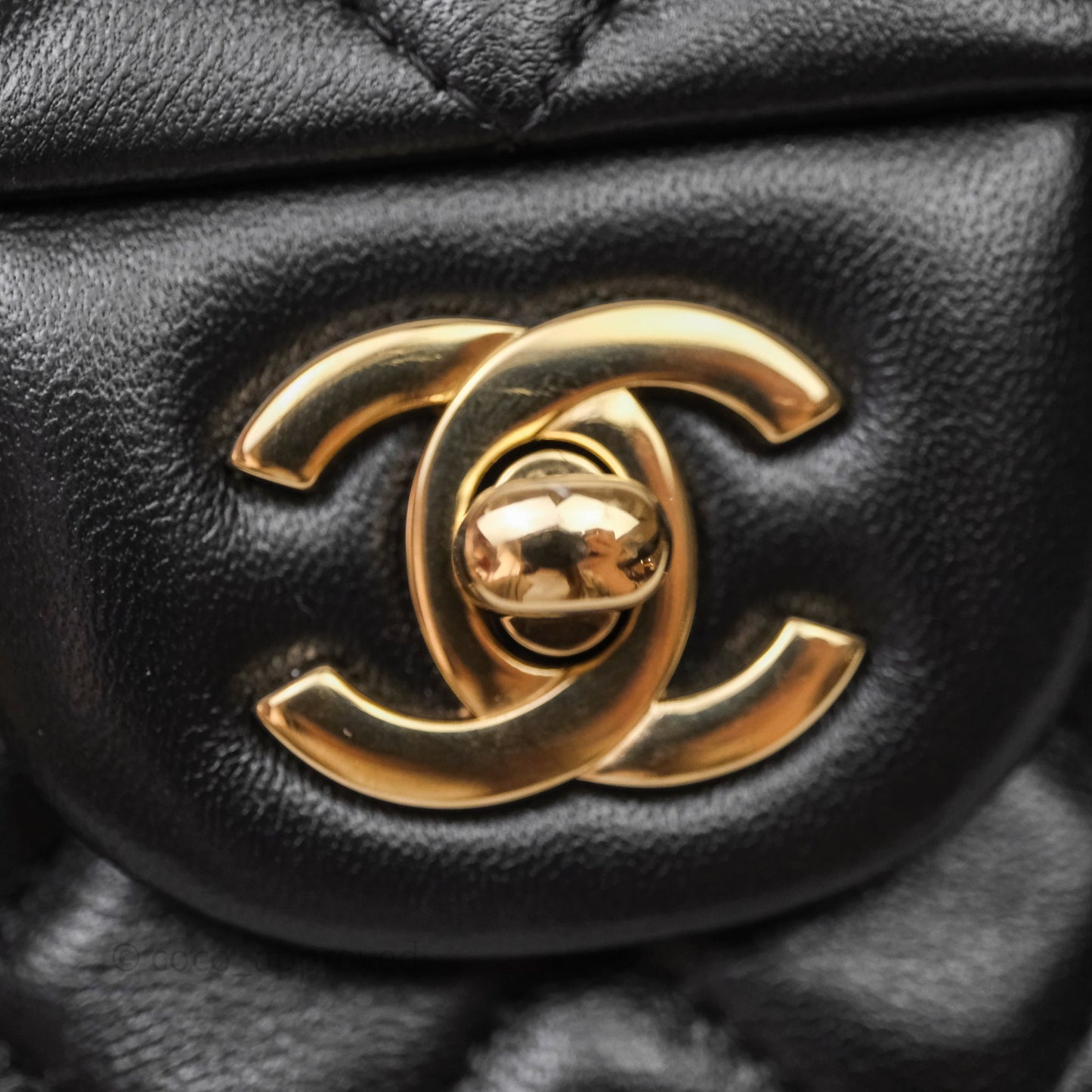 Chanel Quilted Mini Rectangular Black Lambskin Gold Hardware