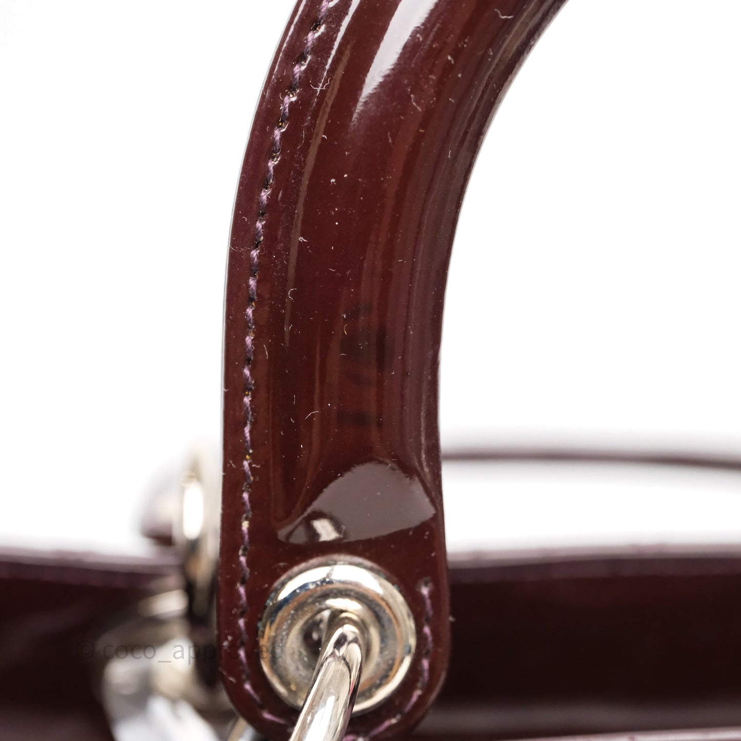 Christian Dior Medium Lady Dior Burgundy Patent Silver Hardware