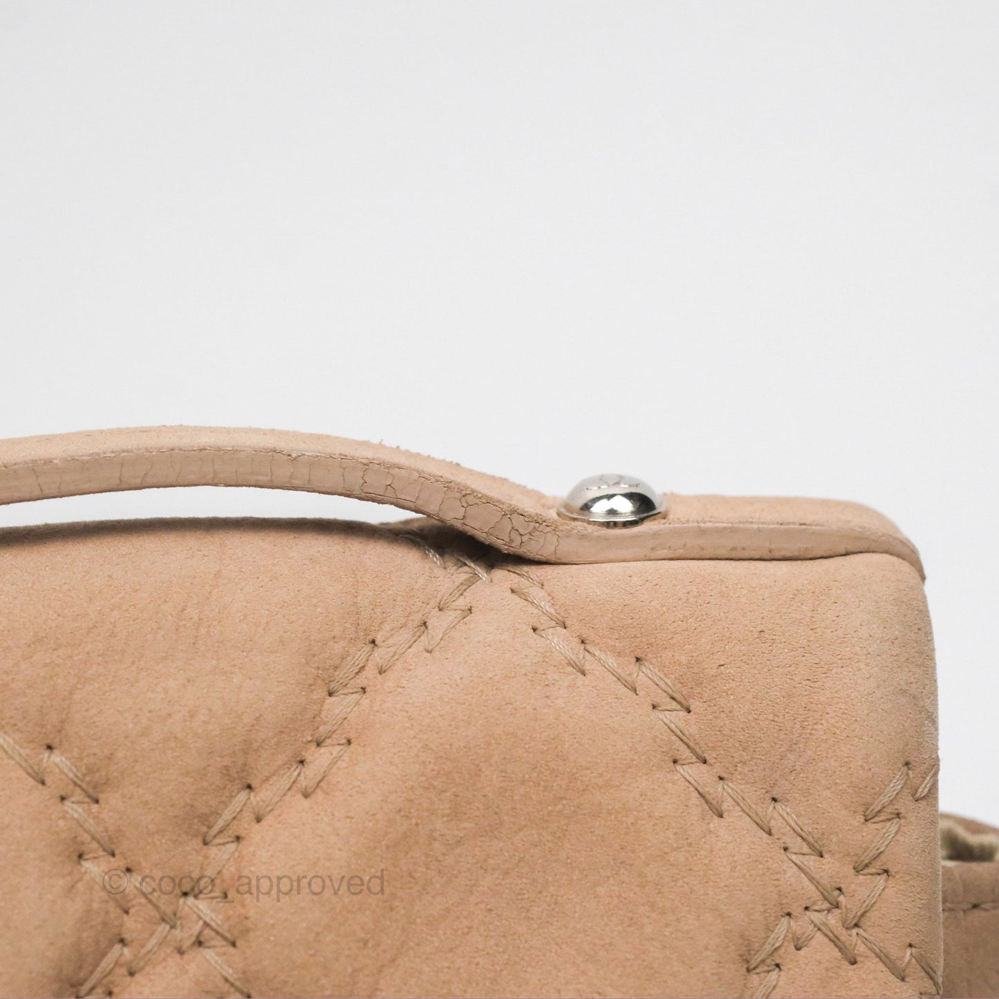 Chanel Double Stitch Hamptons Clutch With Chain Beige Washed Calfskin