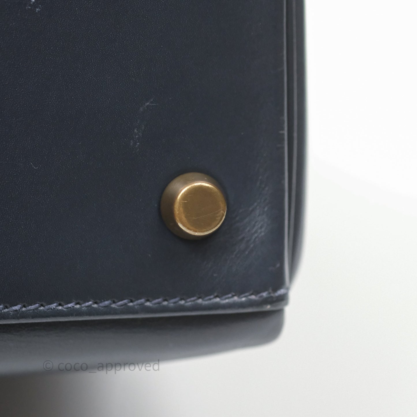 Hermès Vintage Kelly 28 Retourn Navy Box Leather Gold Hardware