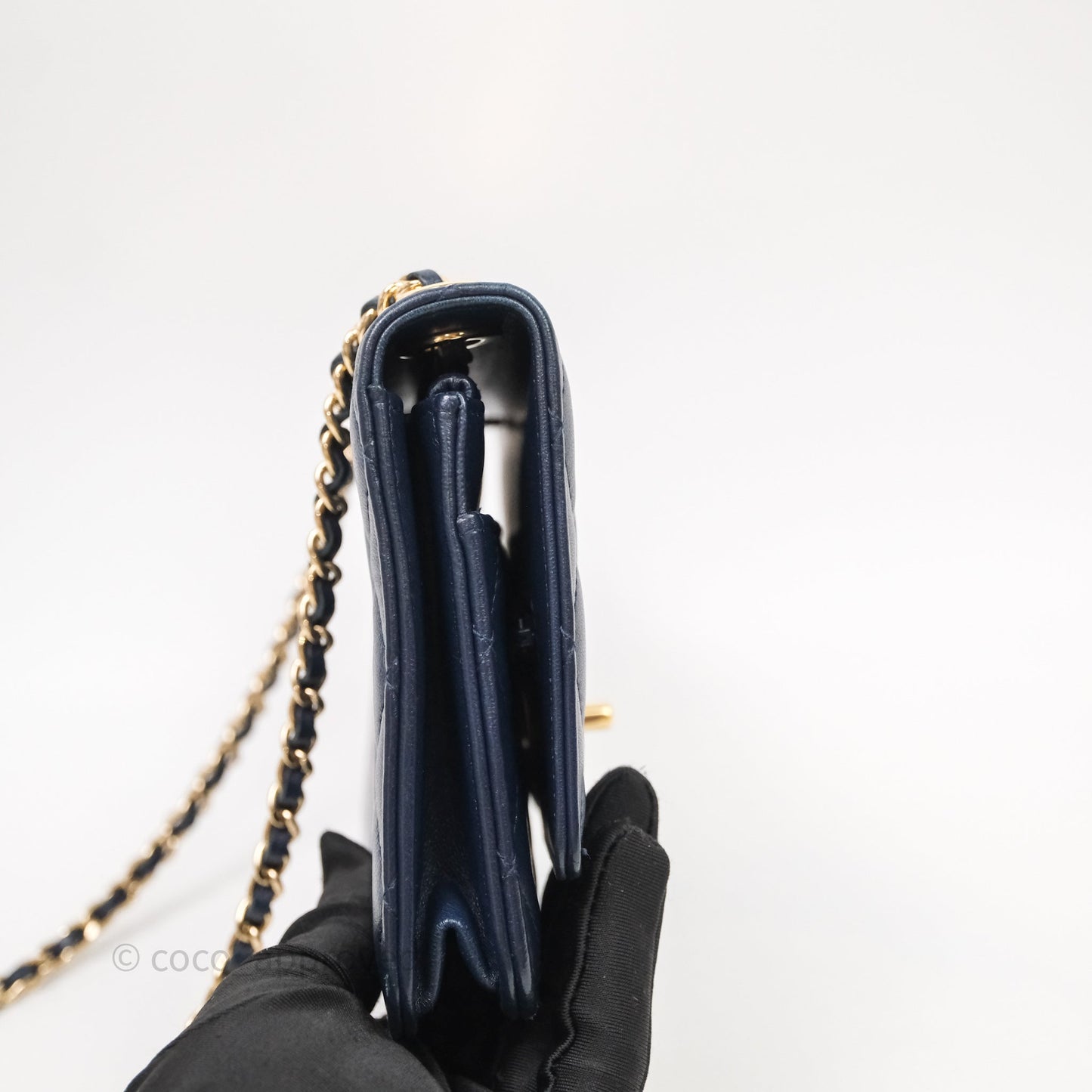 Chanel Trendy CC WOC Wallet On Chain Navy Lambskin Gold Hardware