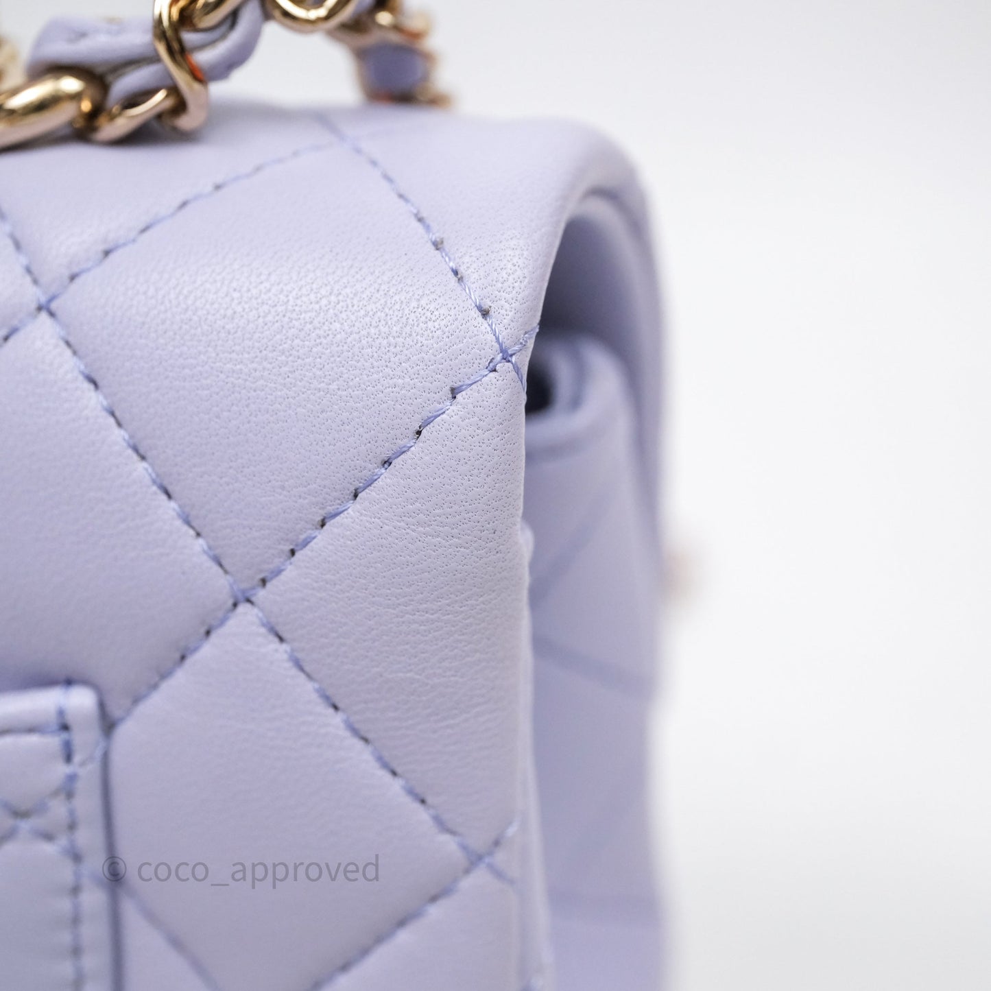 Chanel Top Handle Mini Rectangular Flap Bag Lilac Lambskin Gold Hardware