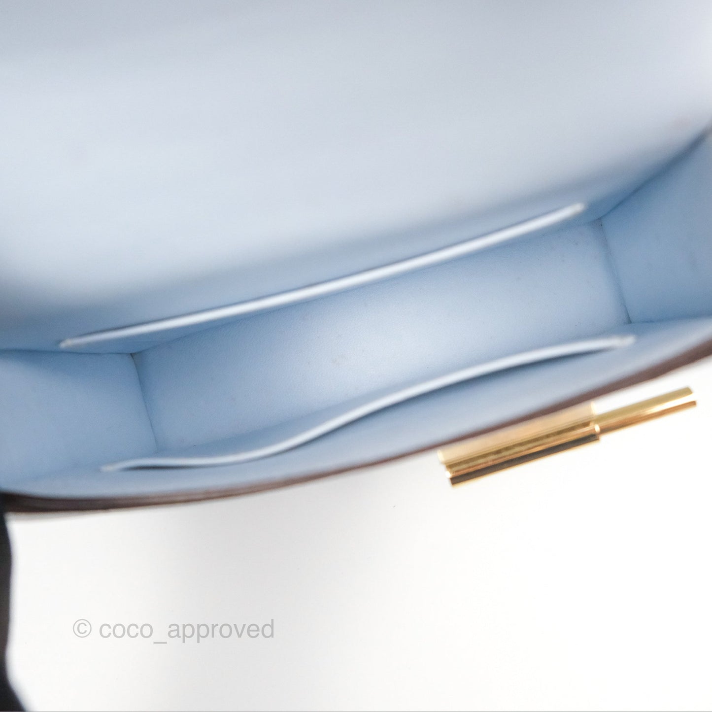 Hermes Mini Verrou Bleu Brume Chèvre Mysore Gold Hardware